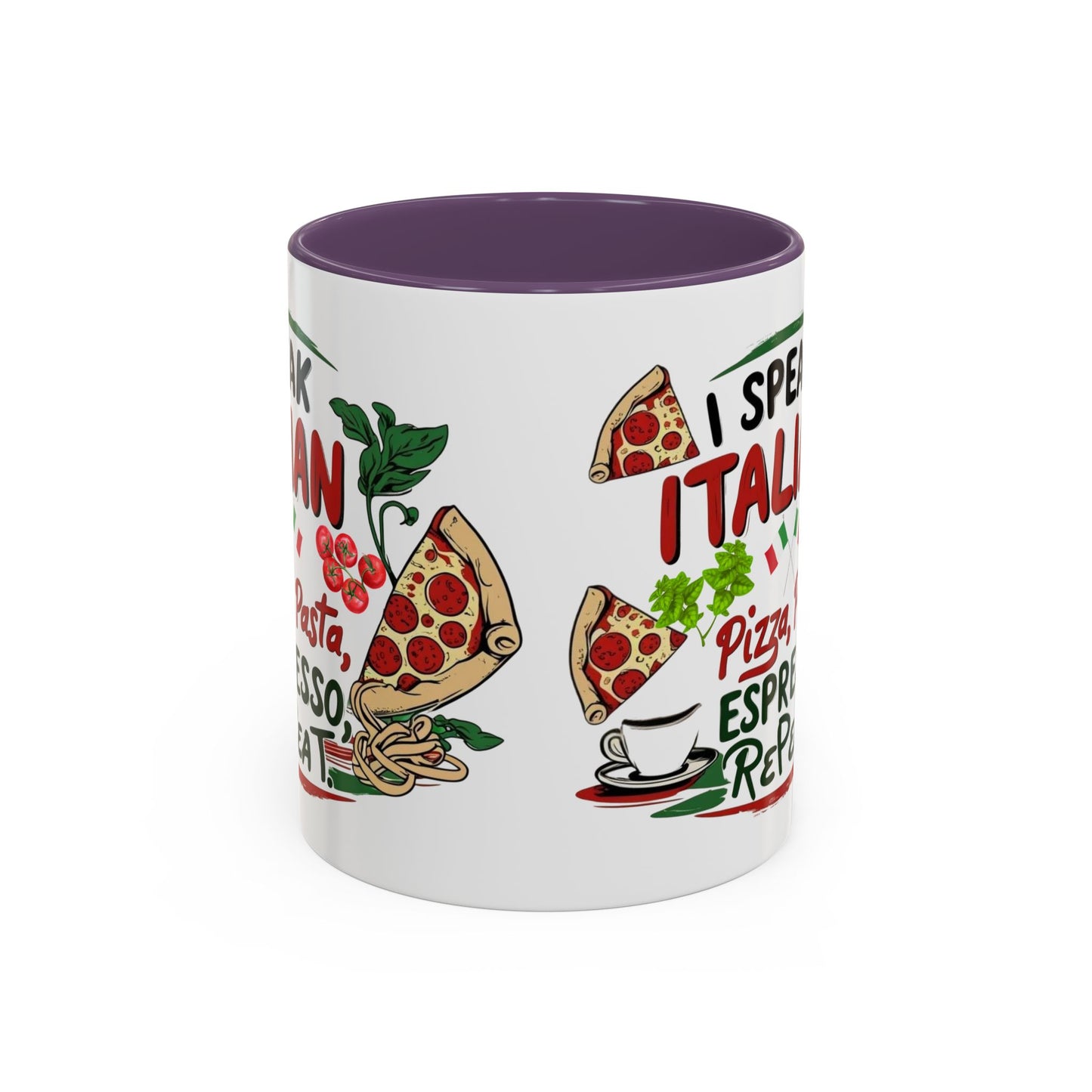 Coffee Mug, Italian Food Lover Gift, Funny Coffee Cup, Kitchen Decor, Espresso Repeat Design, 11oz 15oz Tea Cup, Pizza Pasta Mug, Tomato