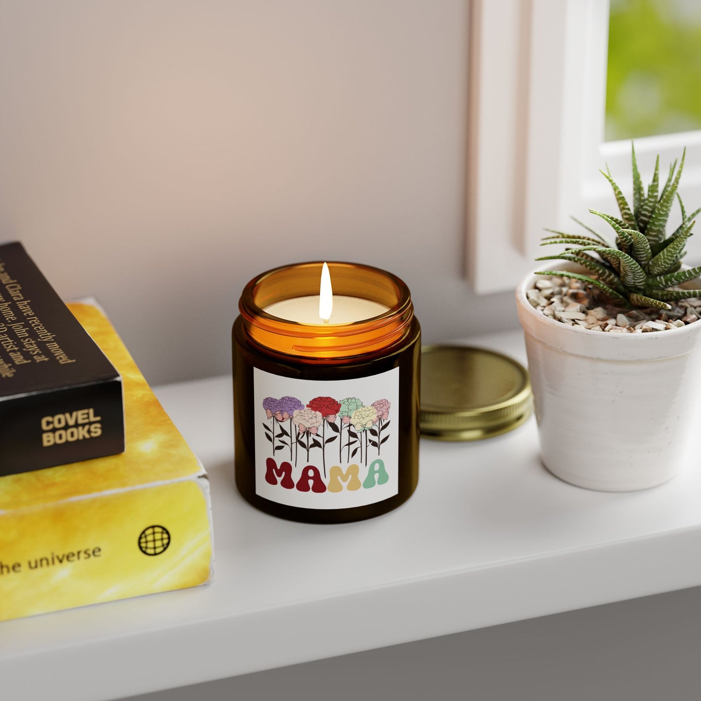 Scented Candles, Minimalist Peonies flowers with Playful Text and Coquette Bows, Coconut Apricot Wax, Coquette