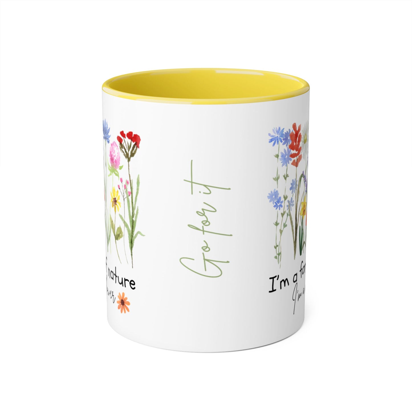 Wild Flower Accent Mug - Beautiful Floral Design with Inspirational Quote, Nature Lover Gift, 11oz Coffee Cup, Botanical Tea Mug, Gift for