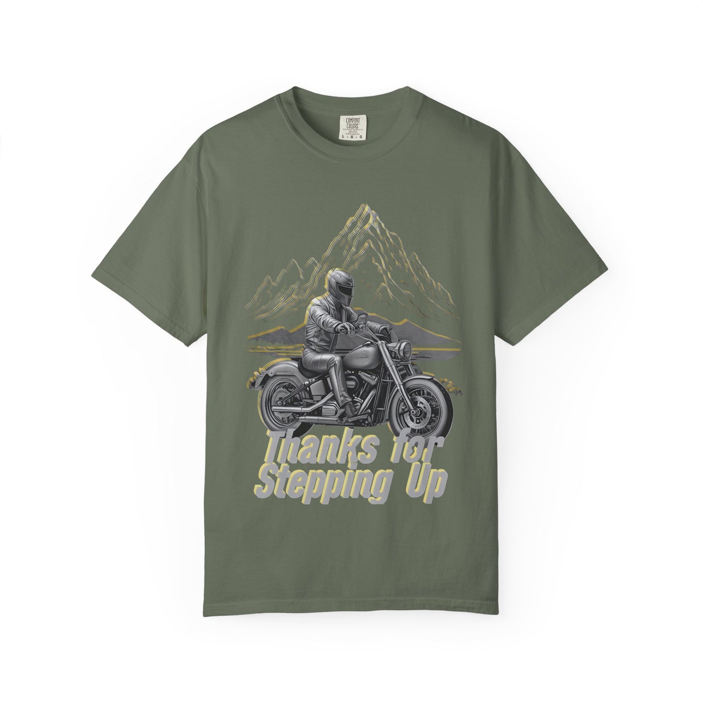 Stepfather Motorcycle T-Shirt, Thanks for Stepping Up, Dad by Heart, Unisex Tee, Father's Day Gift, Stepdad Biker Shirt