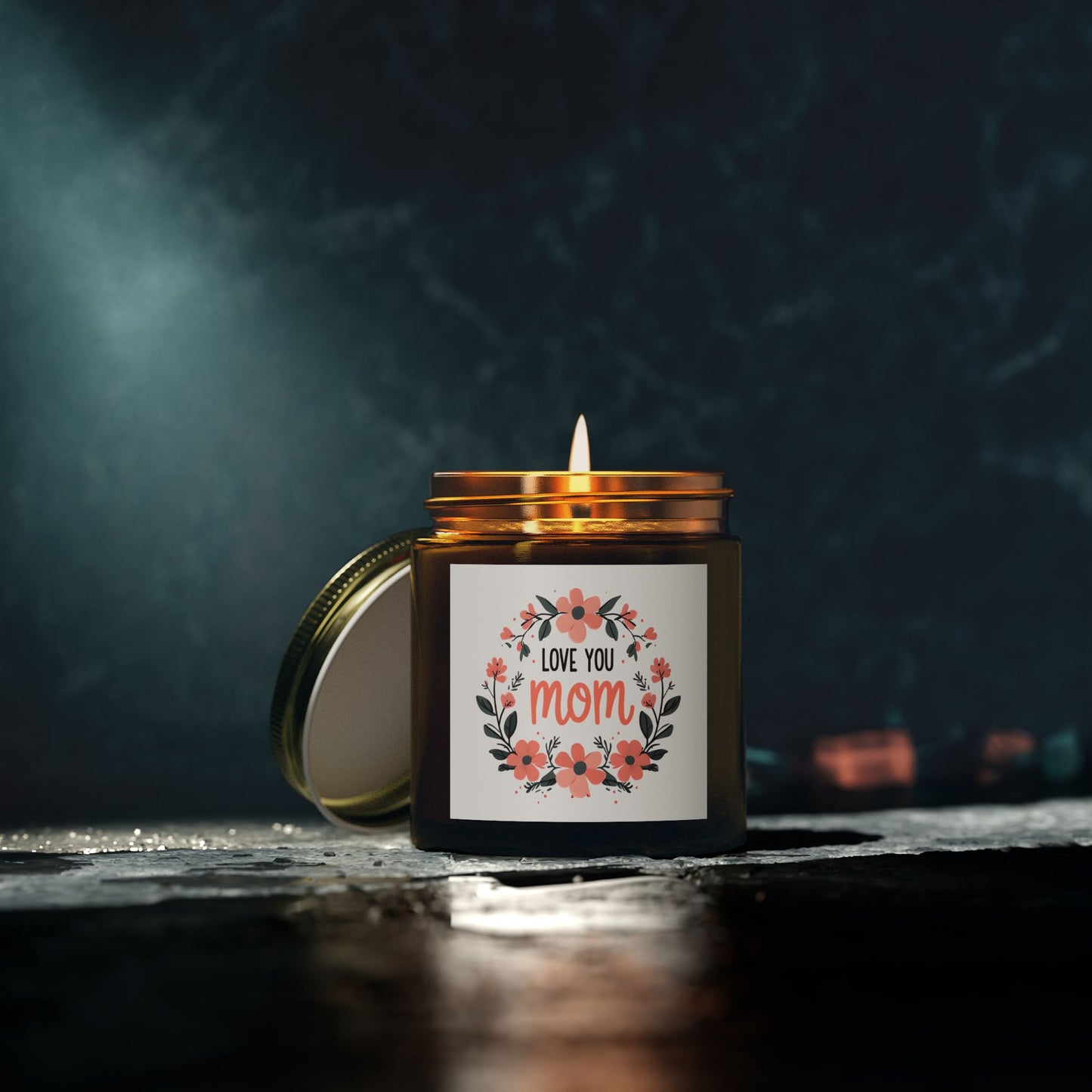 Love You Mom Scented Candle - Coconut Apricot Wax (4oz, 9oz) gift for mother's day