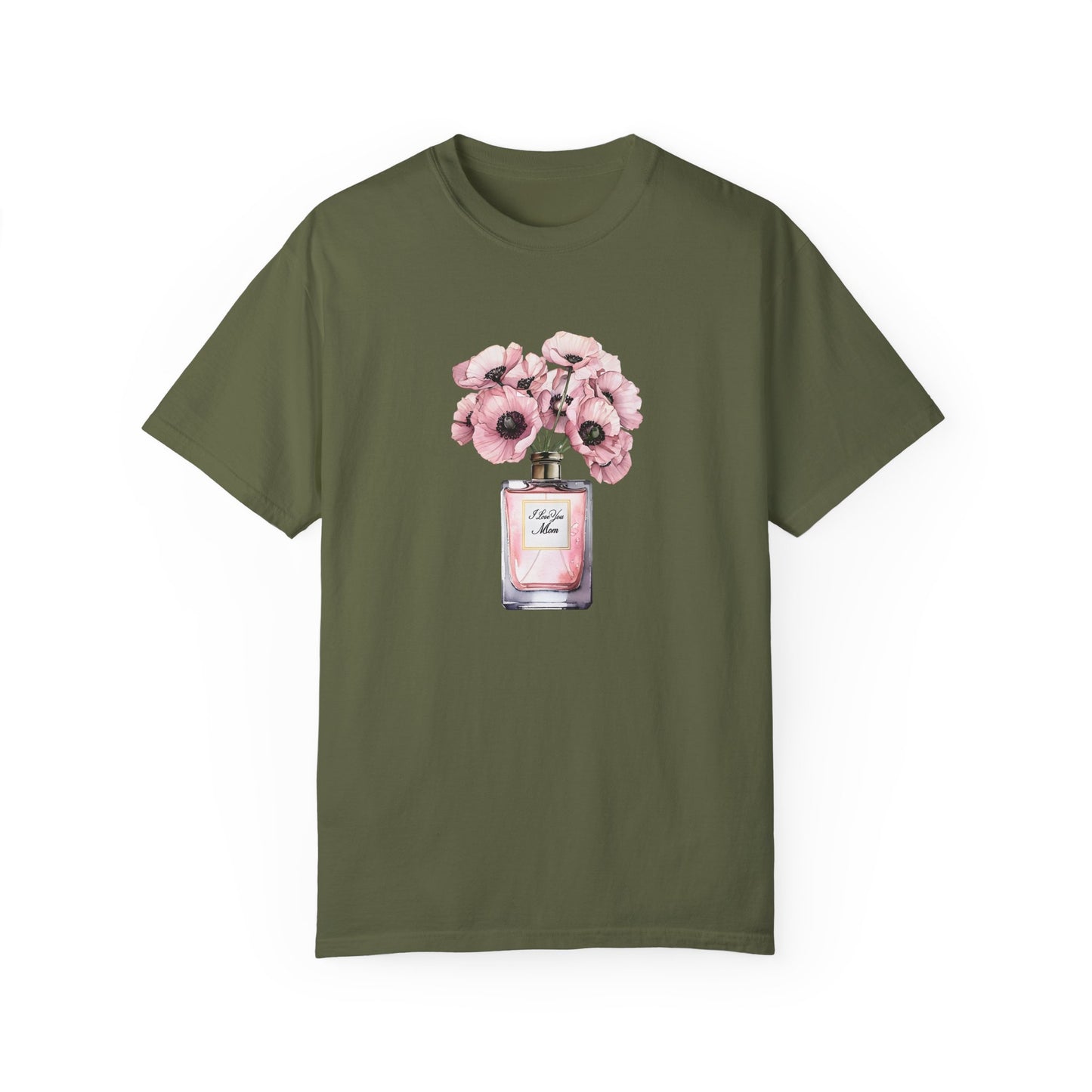 Floral Bouquet T-Shirt with I Love You Mom- Perfect for Moms, Cozy Casual Wear, Gift for Mother's Day, Spring Fashion, Botanical Tee
