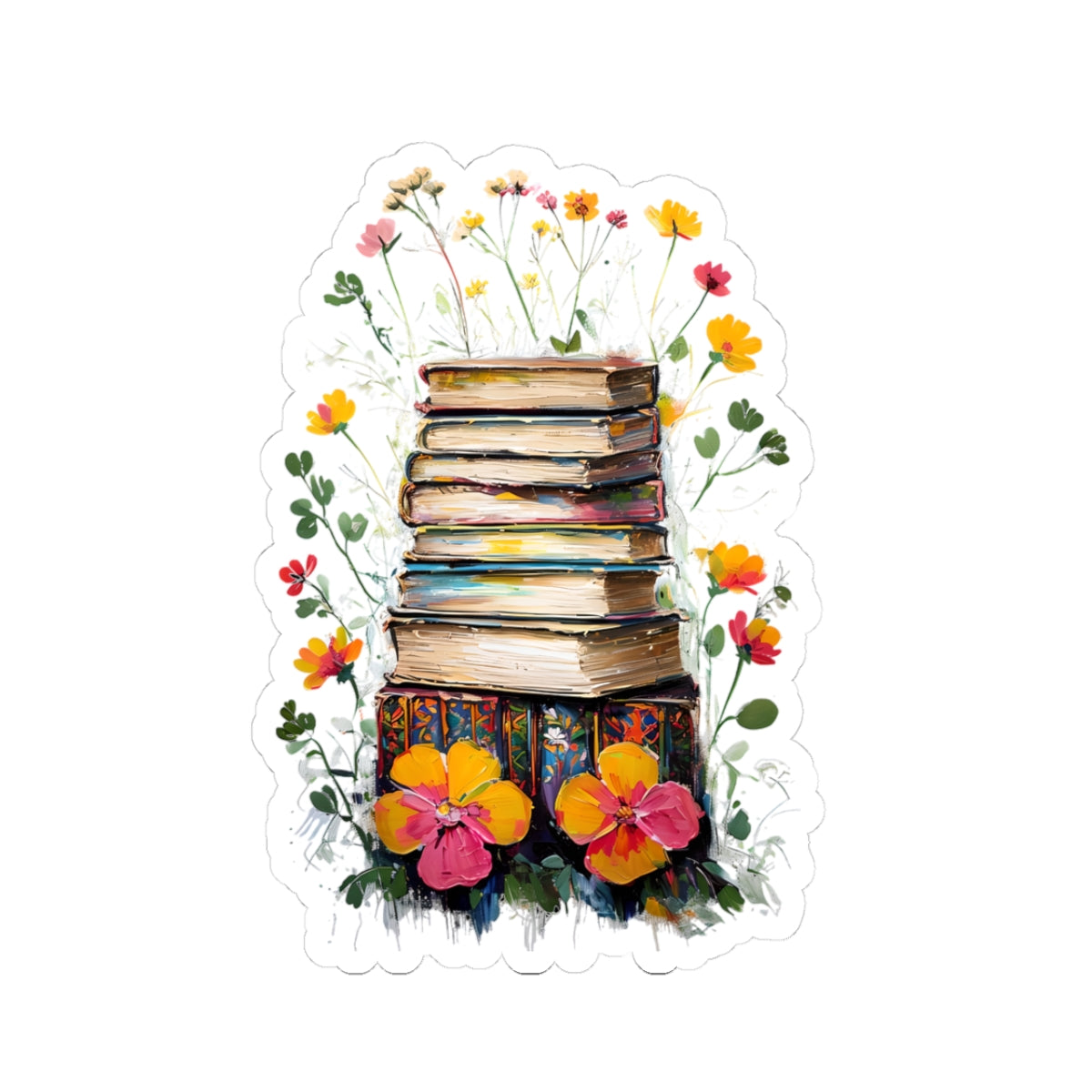 Floral Book Stack Stickers