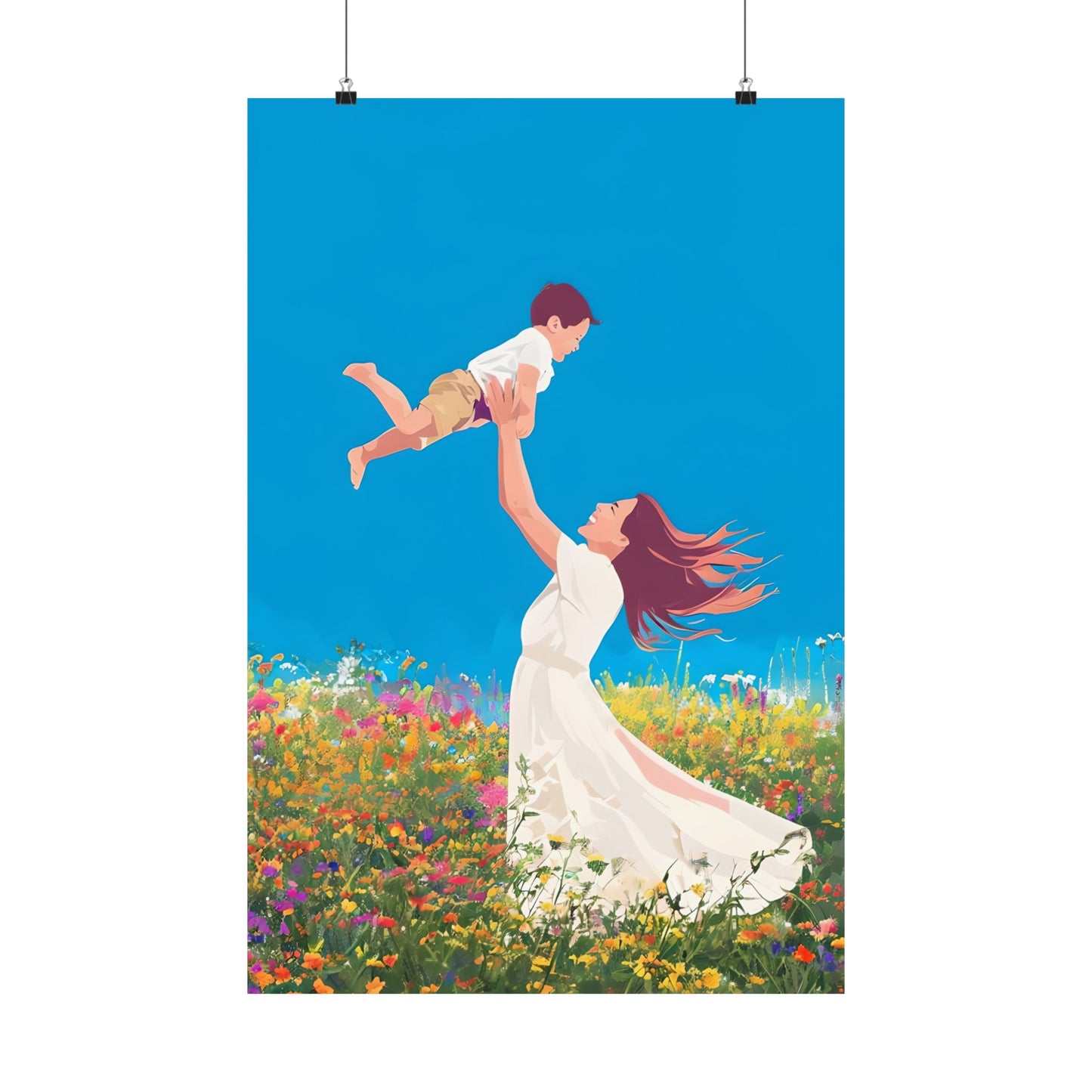 Matte Vertical Poster - Joyful Mother & Son - Celebrating Love & Family
