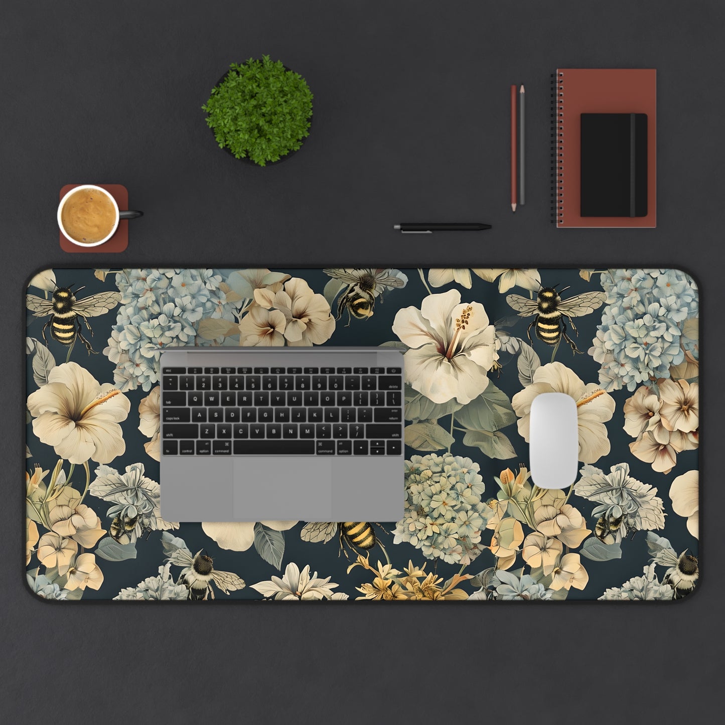 Floral Desk Mat, Elegant Office Decor, Personalized Deskpad, Background for Zoom Calls, Gift for Nature Lovers