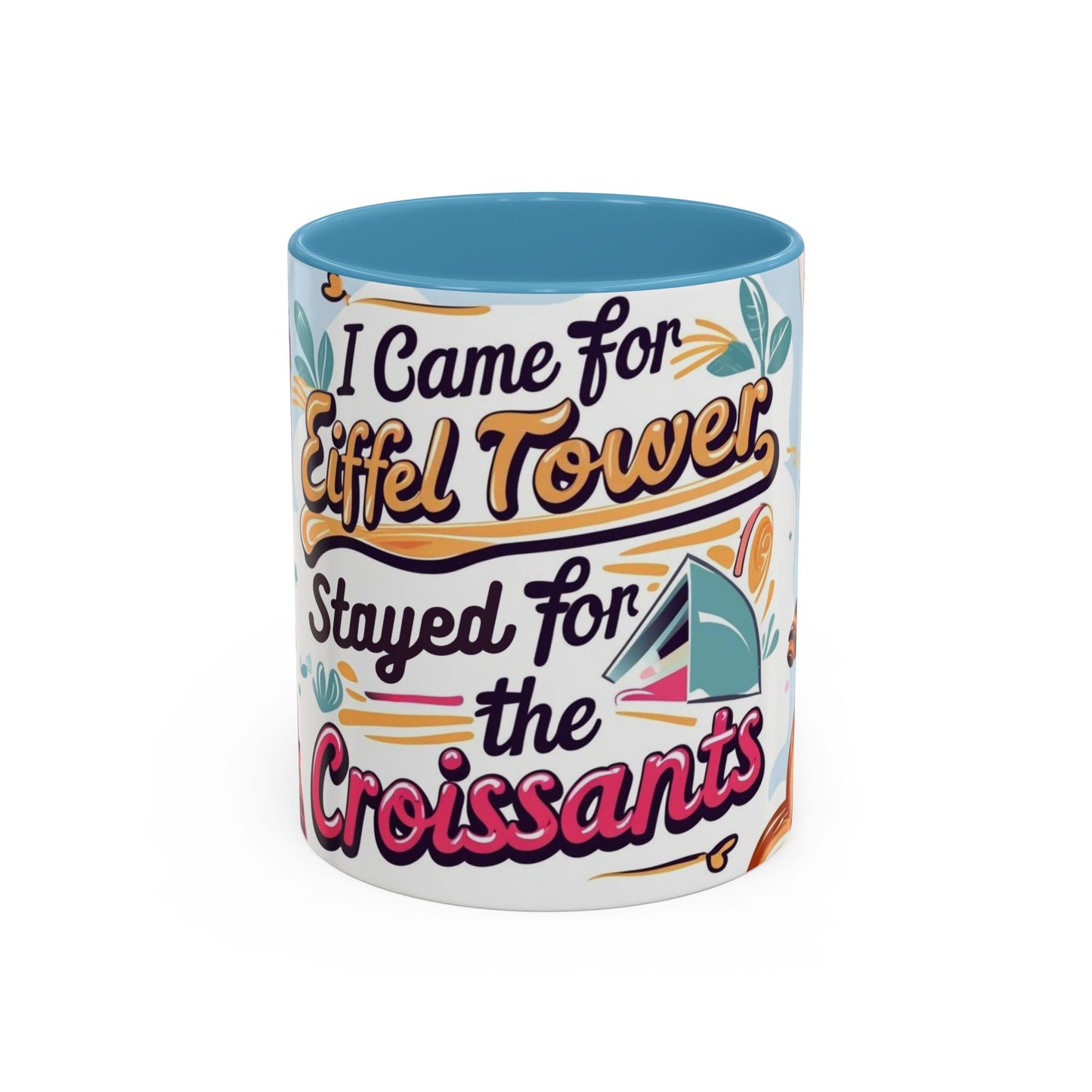 Coffee Mug, Parisian Inspired Quote, Eiffel Tower and Croissants Phrase, French Lover Gift, Travel Souvenir, Paris Vacation Memories Mug,