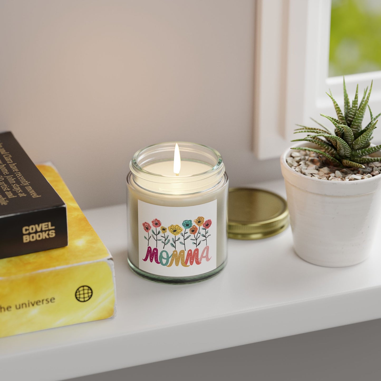 Scented Candles Momma - Coconut Apricot Wax - Floral Design - 4oz & 9oz