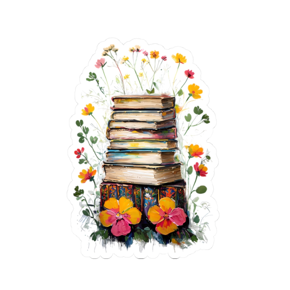 Floral Book Stack Stickers
