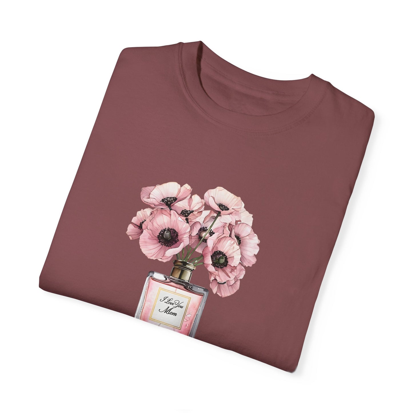 Floral Bouquet T-Shirt with I Love You Mom- Perfect for Moms, Cozy Casual Wear, Gift for Mother's Day, Spring Fashion, Botanical Tee