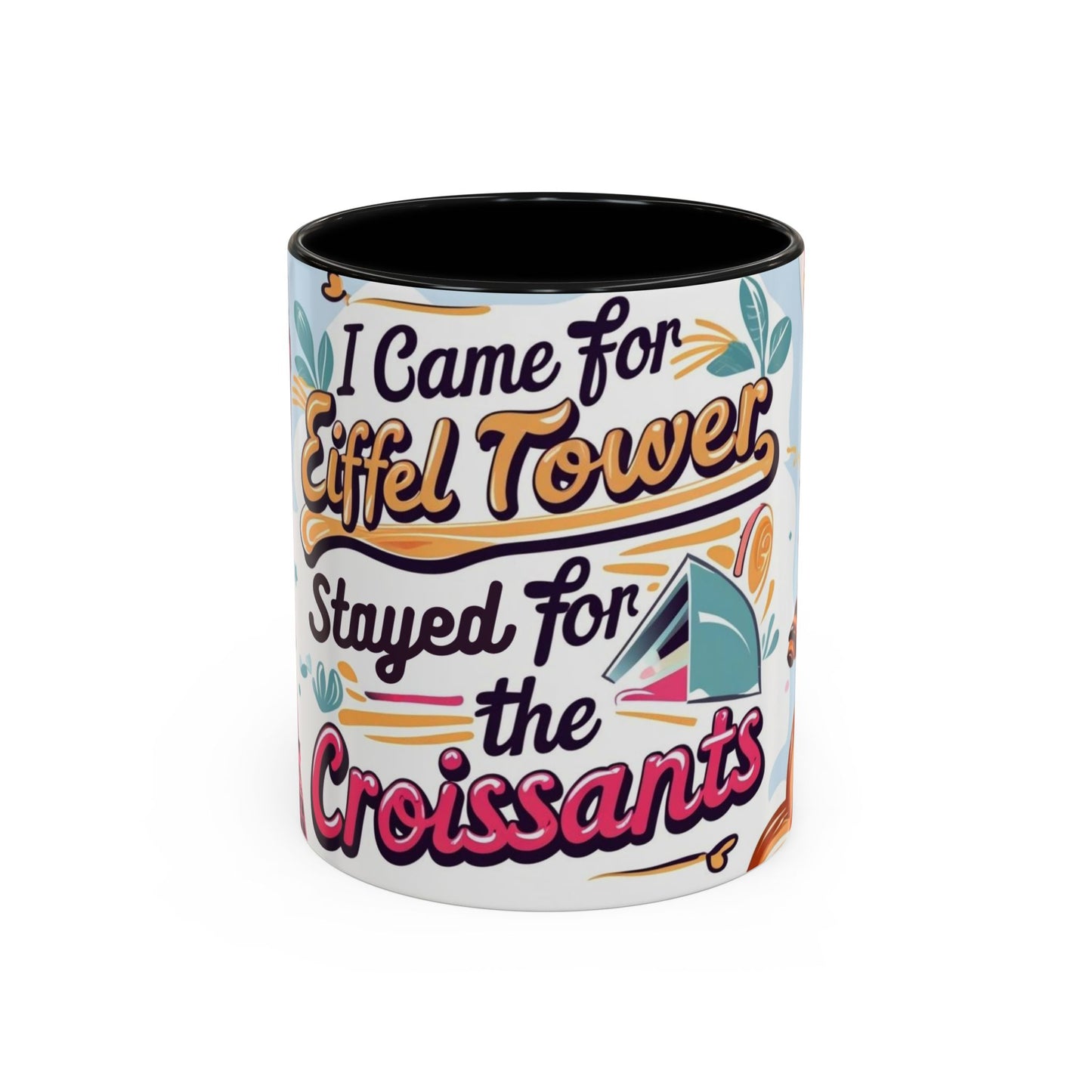 Coffee Mug, Parisian Inspired Quote, Eiffel Tower and Croissants Phrase, French Lover Gift, Travel Souvenir, Paris Vacation Memories Mug,