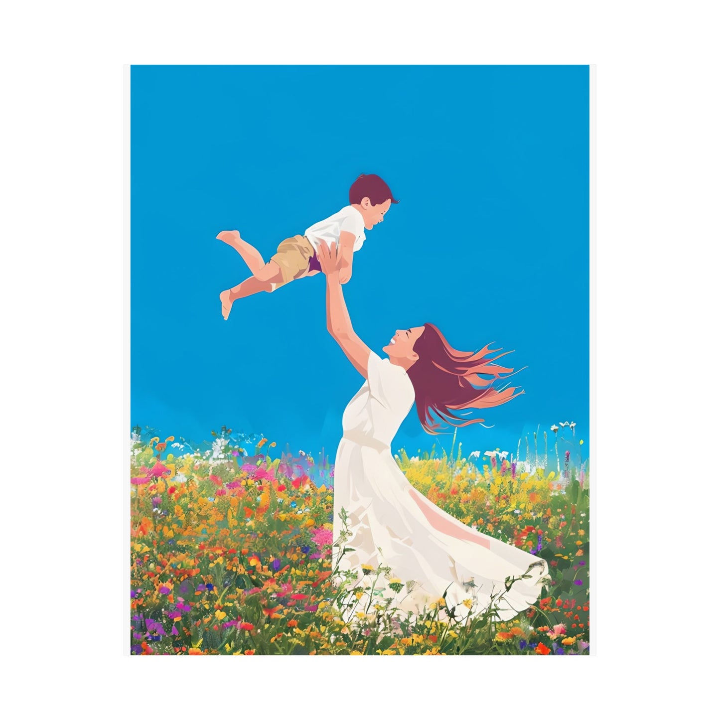 Matte Vertical Poster - Joyful Mother & Son - Celebrating Love & Family