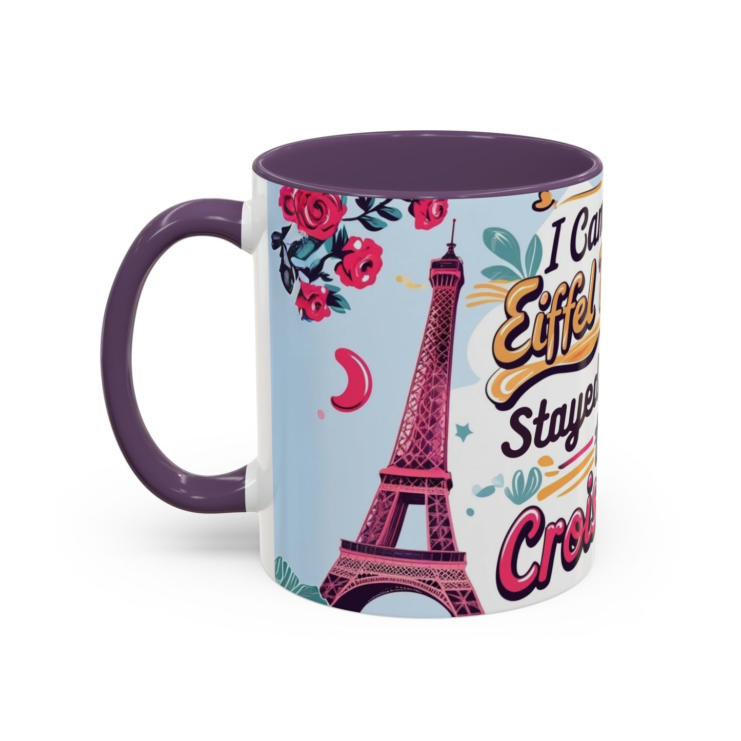 Coffee Mug, Parisian Inspired Quote, Eiffel Tower and Croissants Phrase, French Lover Gift, Travel Souvenir, Paris Vacation Memories Mug,
