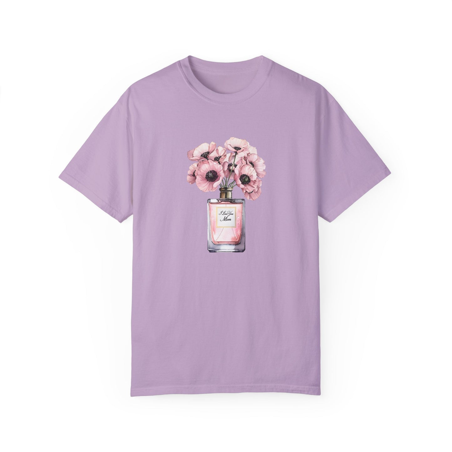 Floral Bouquet T-Shirt with I Love You Mom- Perfect for Moms, Cozy Casual Wear, Gift for Mother's Day, Spring Fashion, Botanical Tee