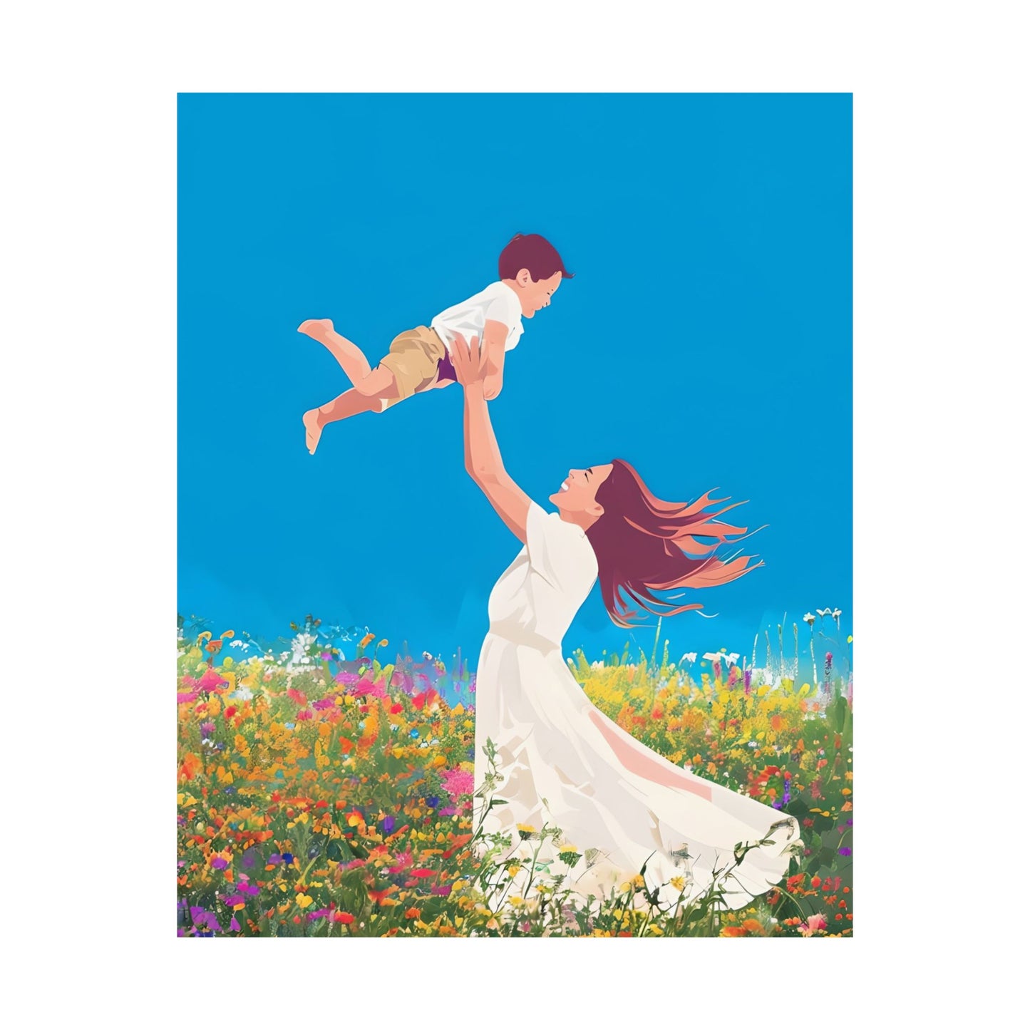 Matte Vertical Poster - Joyful Mother & Son - Celebrating Love & Family