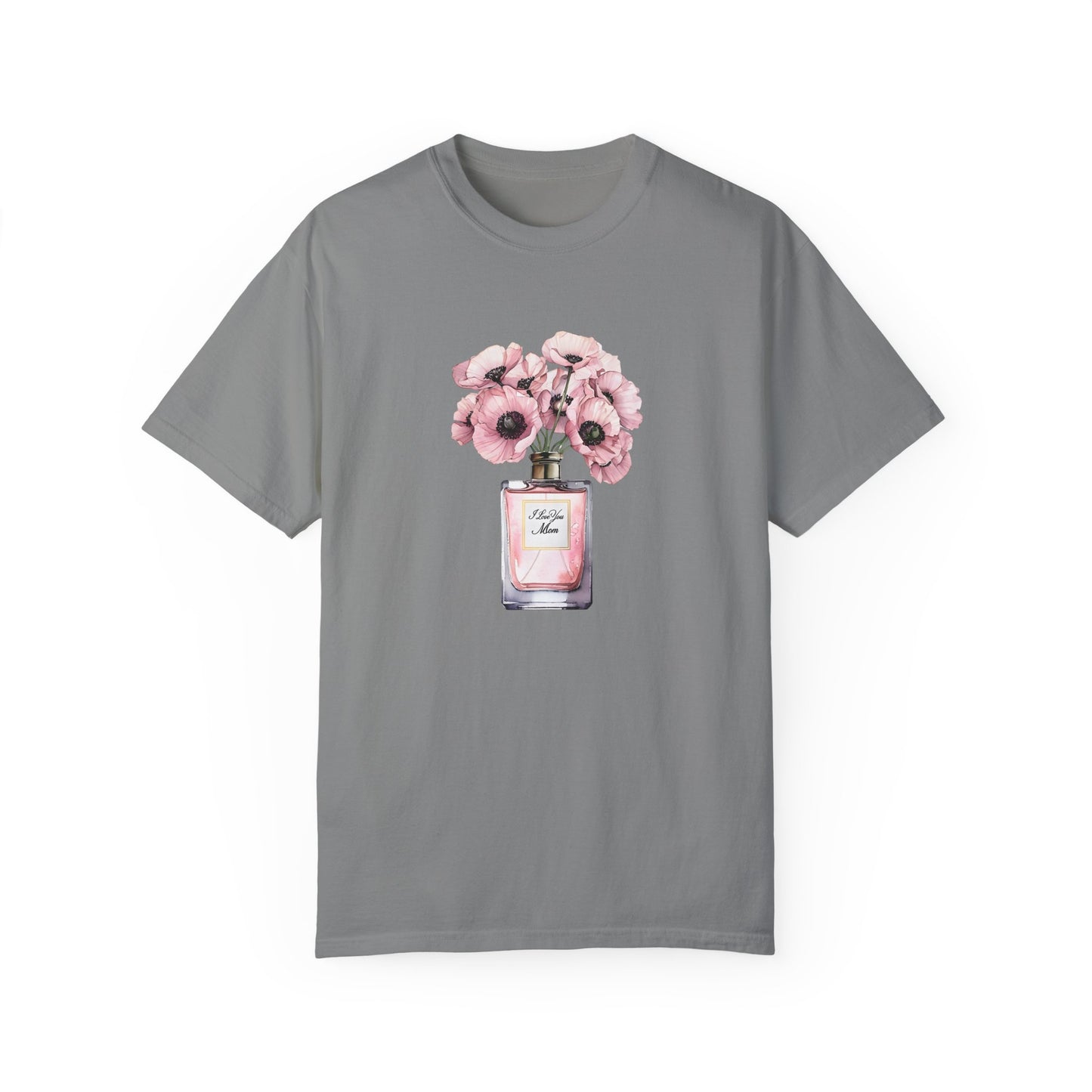 Floral Bouquet T-Shirt with I Love You Mom- Perfect for Moms, Cozy Casual Wear, Gift for Mother's Day, Spring Fashion, Botanical Tee