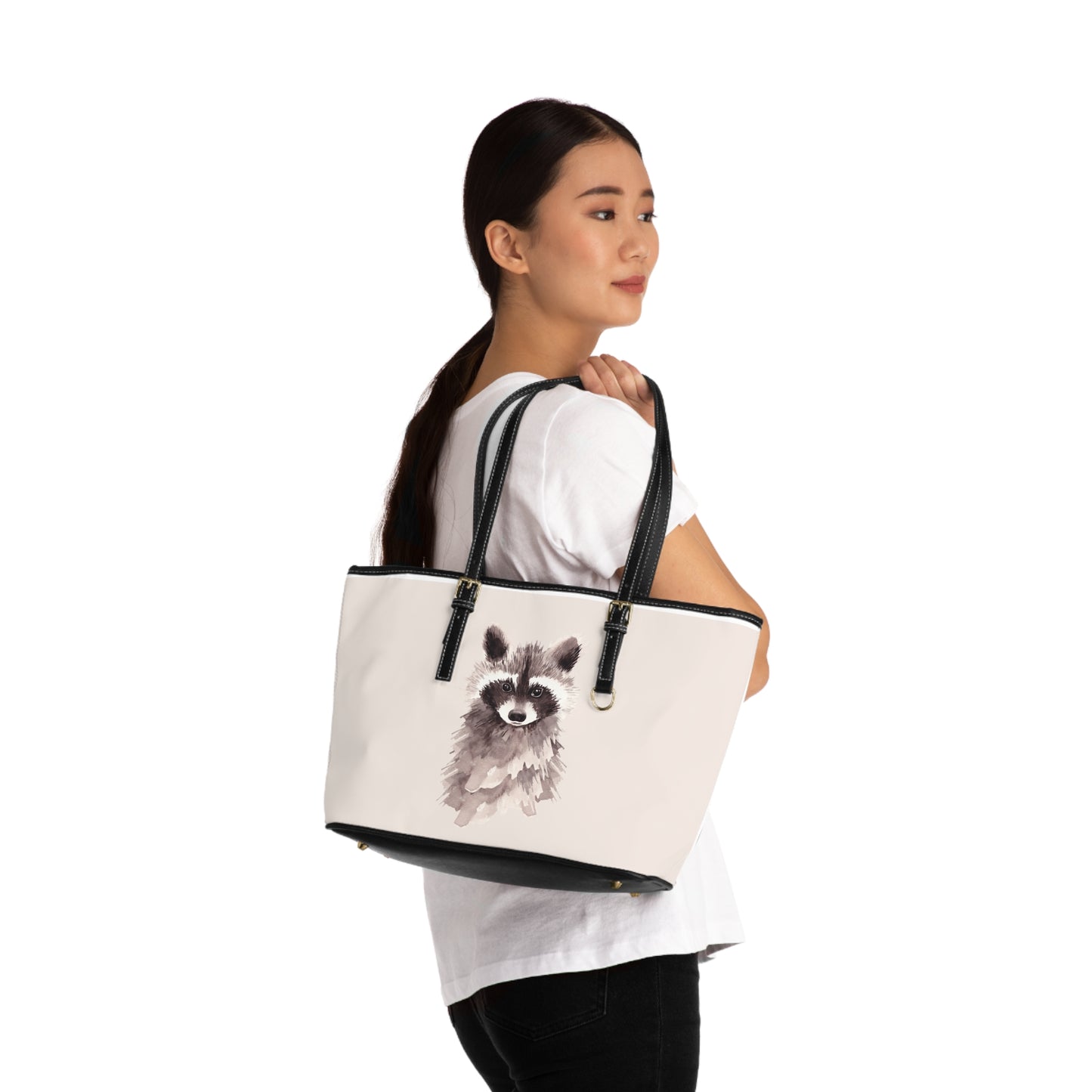 Shoulder Bag, Cool Raccoon Big Bag for All Occasions, PU Leather Bag, Travel Tote, Animal Lover Gift, Crossbody Purse