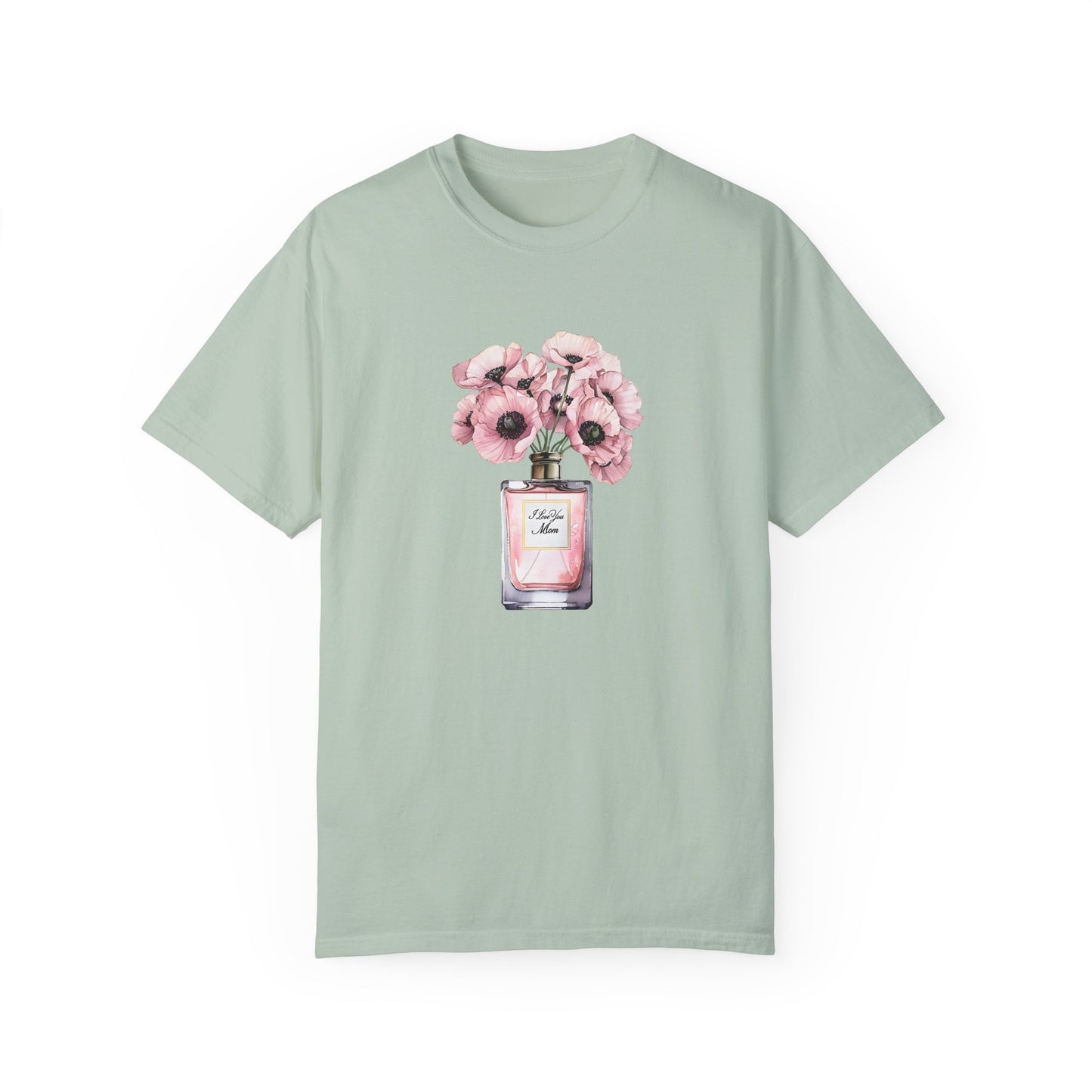 Floral Bouquet T-Shirt with I Love You Mom- Perfect for Moms, Cozy Casual Wear, Gift for Mother's Day, Spring Fashion, Botanical Tee