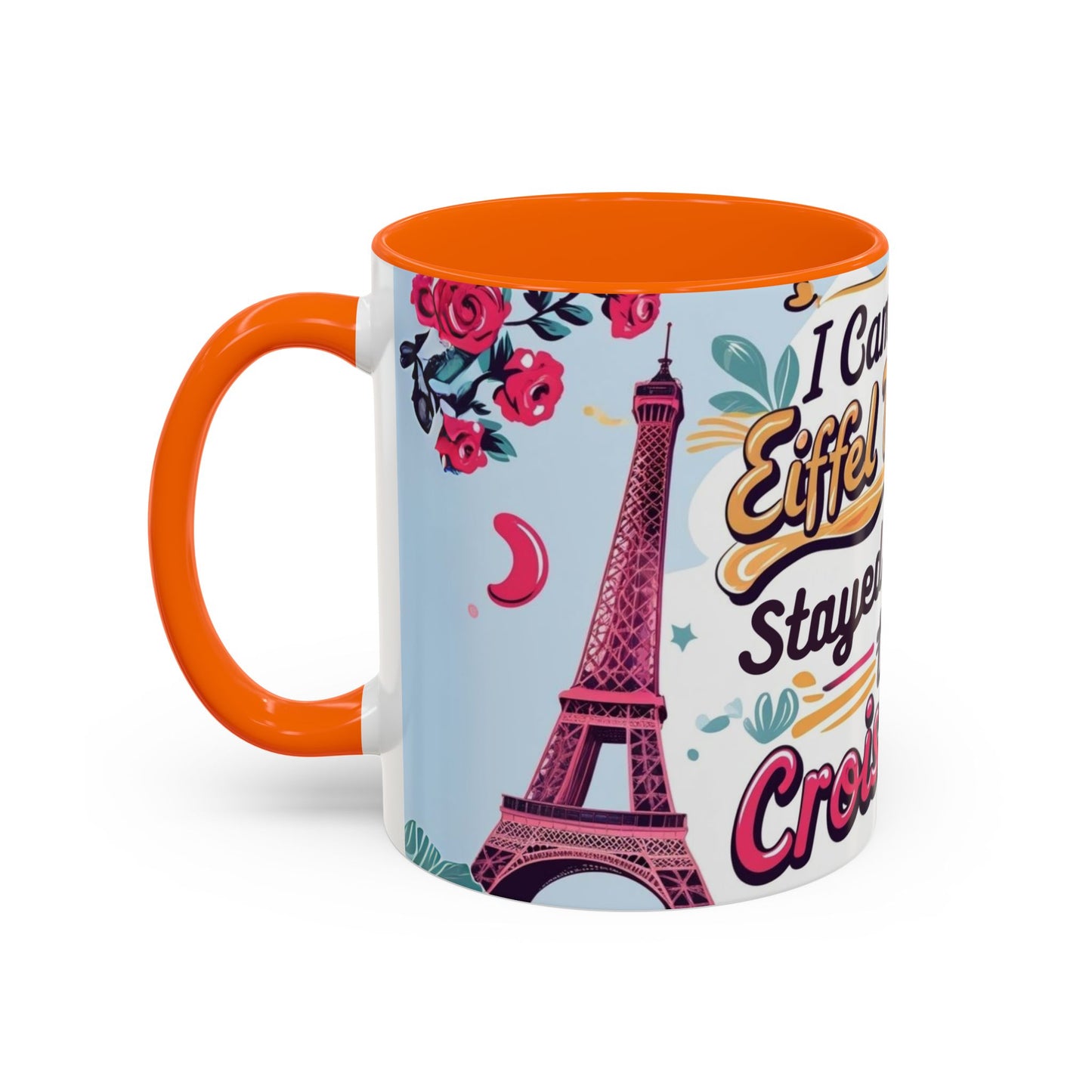 Coffee Mug, Parisian Inspired Quote, Eiffel Tower and Croissants Phrase, French Lover Gift, Travel Souvenir, Paris Vacation Memories Mug,