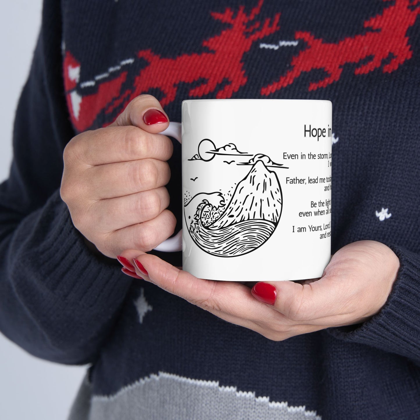Hope in the Storm Inspirational Ceramic Mug, Daily Motivation, Coffee Lovers, Faith-Based Design, Encouragement Mug