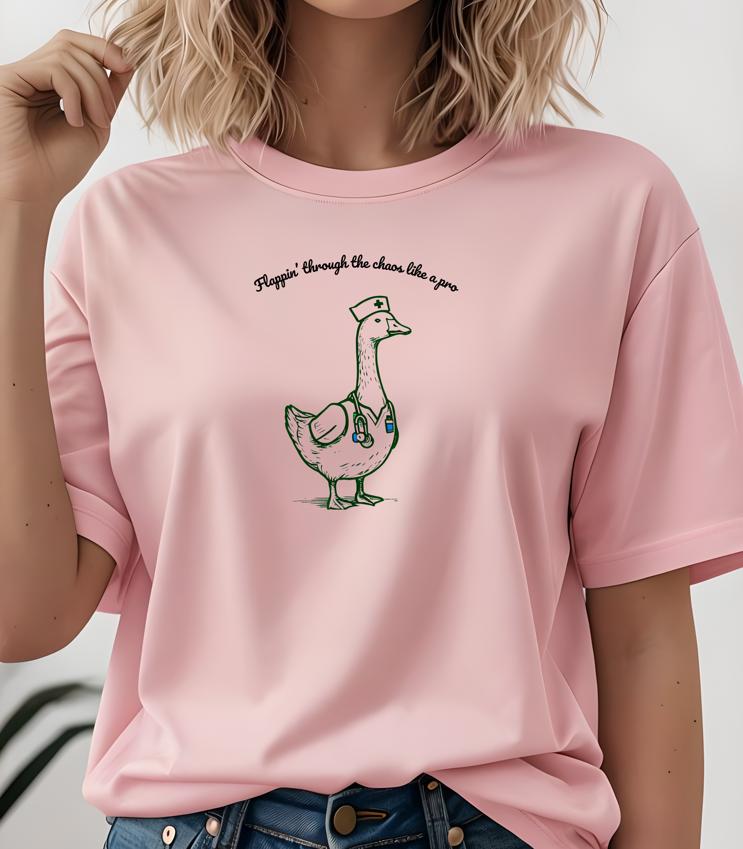 Flappin' Like A Pro Nurse Goose Unisex T-shirt, Phrase Chaos Image Tee, Funny Graphic Shirt