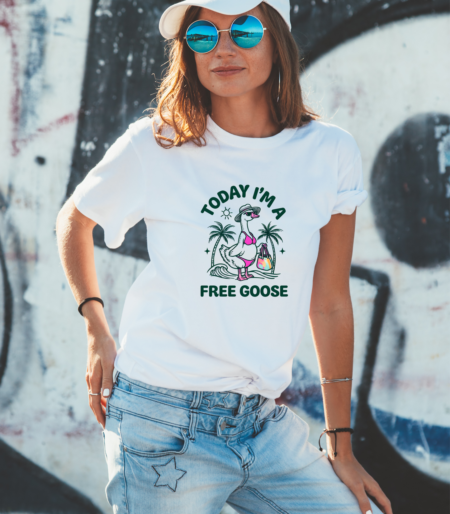 Silly Goose Beach Vibes T-shirt, Fun Beach Graphic Tee, Summer Wildlife Shirt, Colorful Animal Top, Vacation Apparel