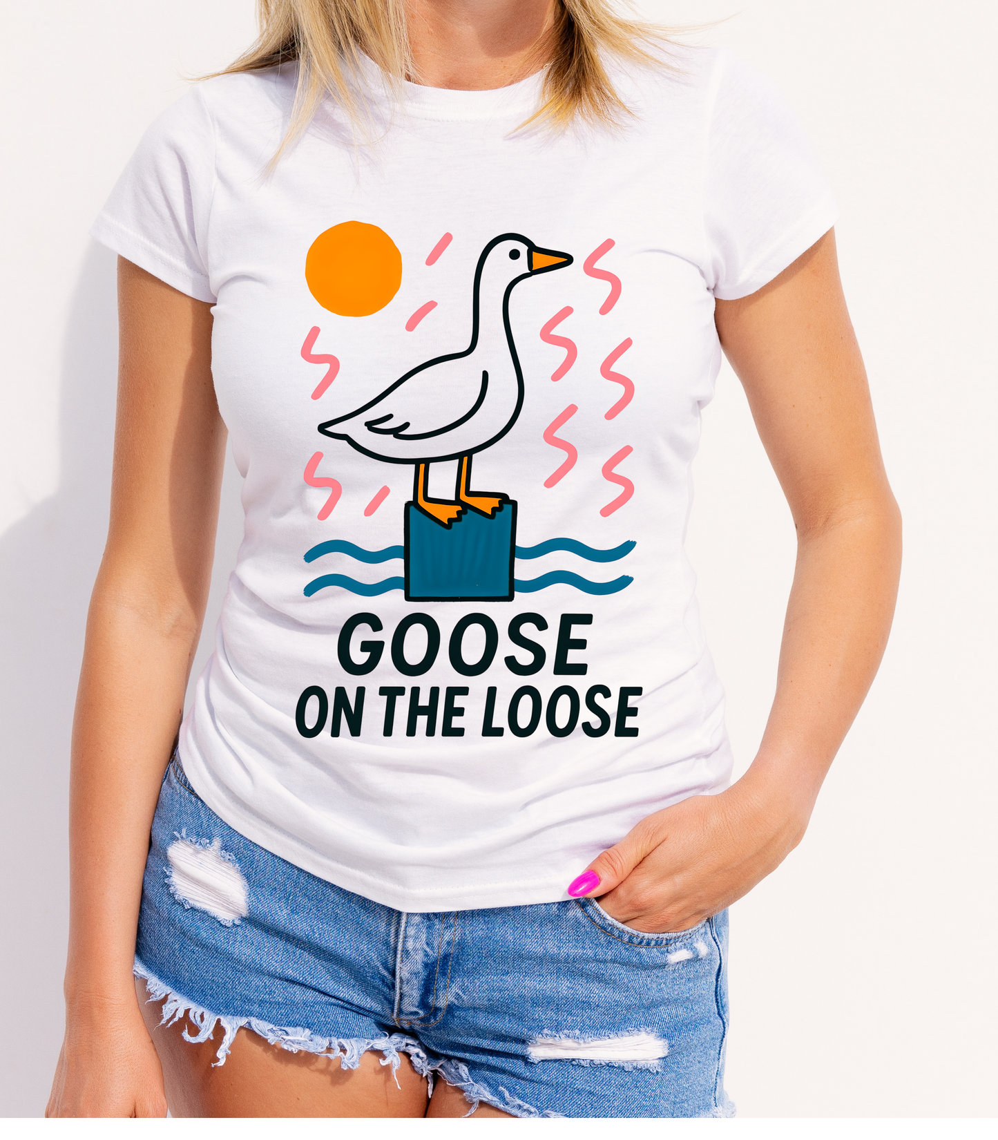 Fun Colors Loose Goose Unisex Garment-Dyed T-shirt, Funny Animal Tee, Casual Top, Vibrant Geese Shirt, Colorful Bird Apparel