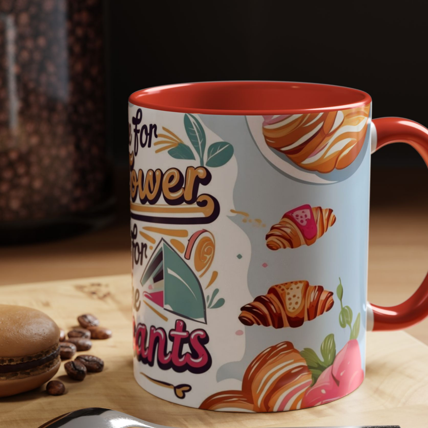 Coffee Mug, Parisian Inspired Quote, Eiffel Tower and Croissants Phrase, French Lover Gift, Travel Souvenir, Paris Vacation Memories Mug,