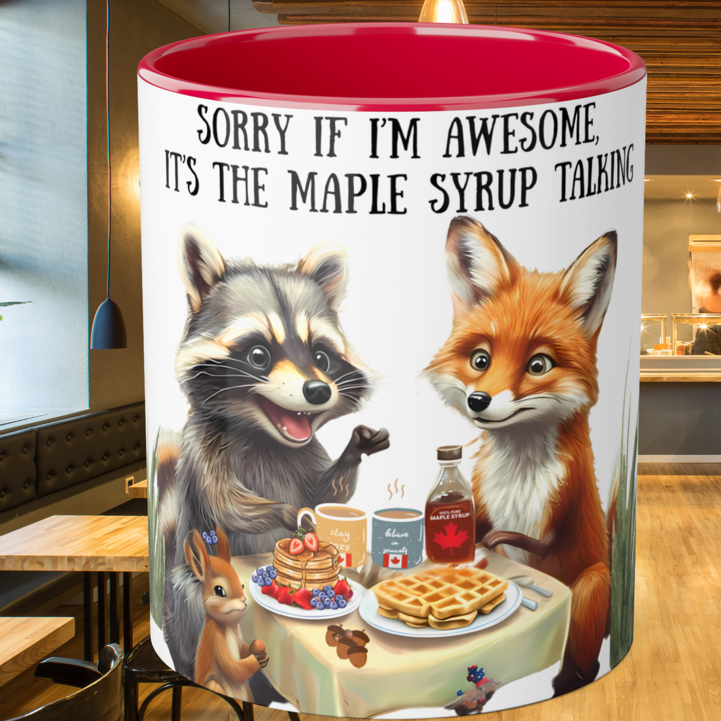 Funny coffee mug featuring Raccoon, Fox, Squirrels, Canadian Coffee Mugs, Cool Gift, coffee lovers, Drink in style
