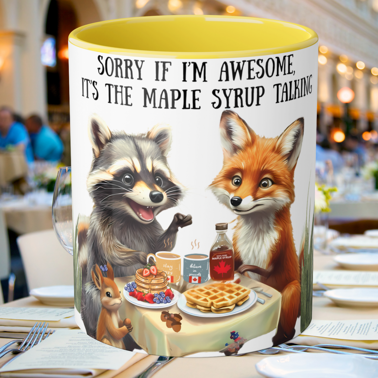 Funny coffee mug featuring Raccoon, Fox, Squirrels, Canadian Coffee Mugs, Cool Gift, coffee lovers, Drink in style