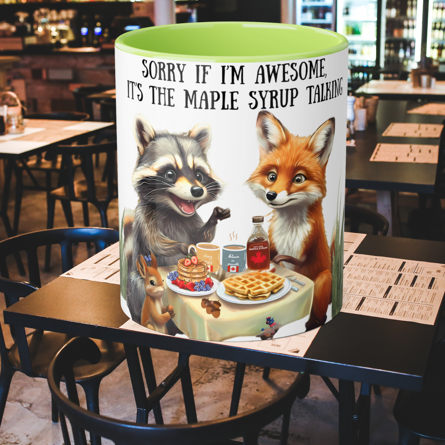 Funny coffee mug featuring Raccoon, Fox, Squirrels, Canadian Coffee Mugs, Cool Gift, coffee lovers, Drink in style