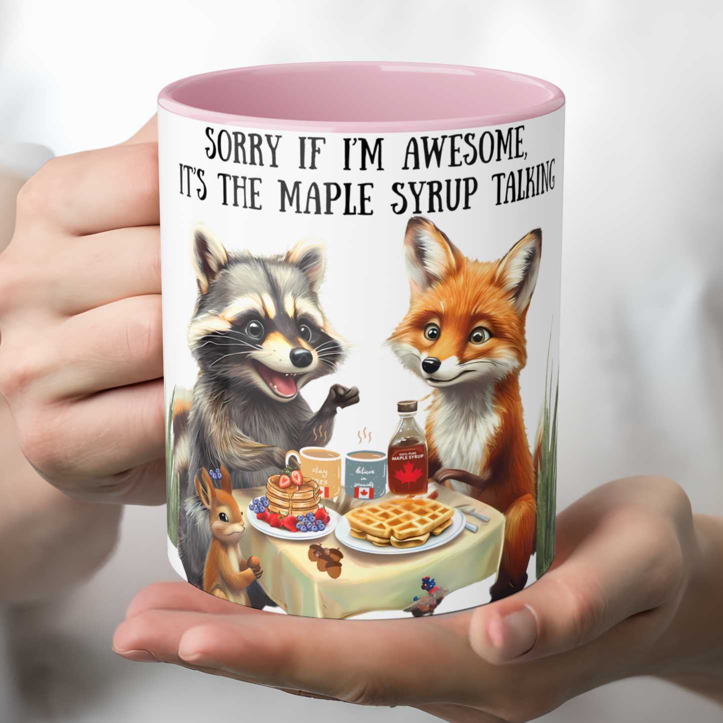 Funny coffee mug featuring Raccoon, Fox, Squirrels, Canadian Coffee Mugs, Cool Gift, coffee lovers, Drink in style