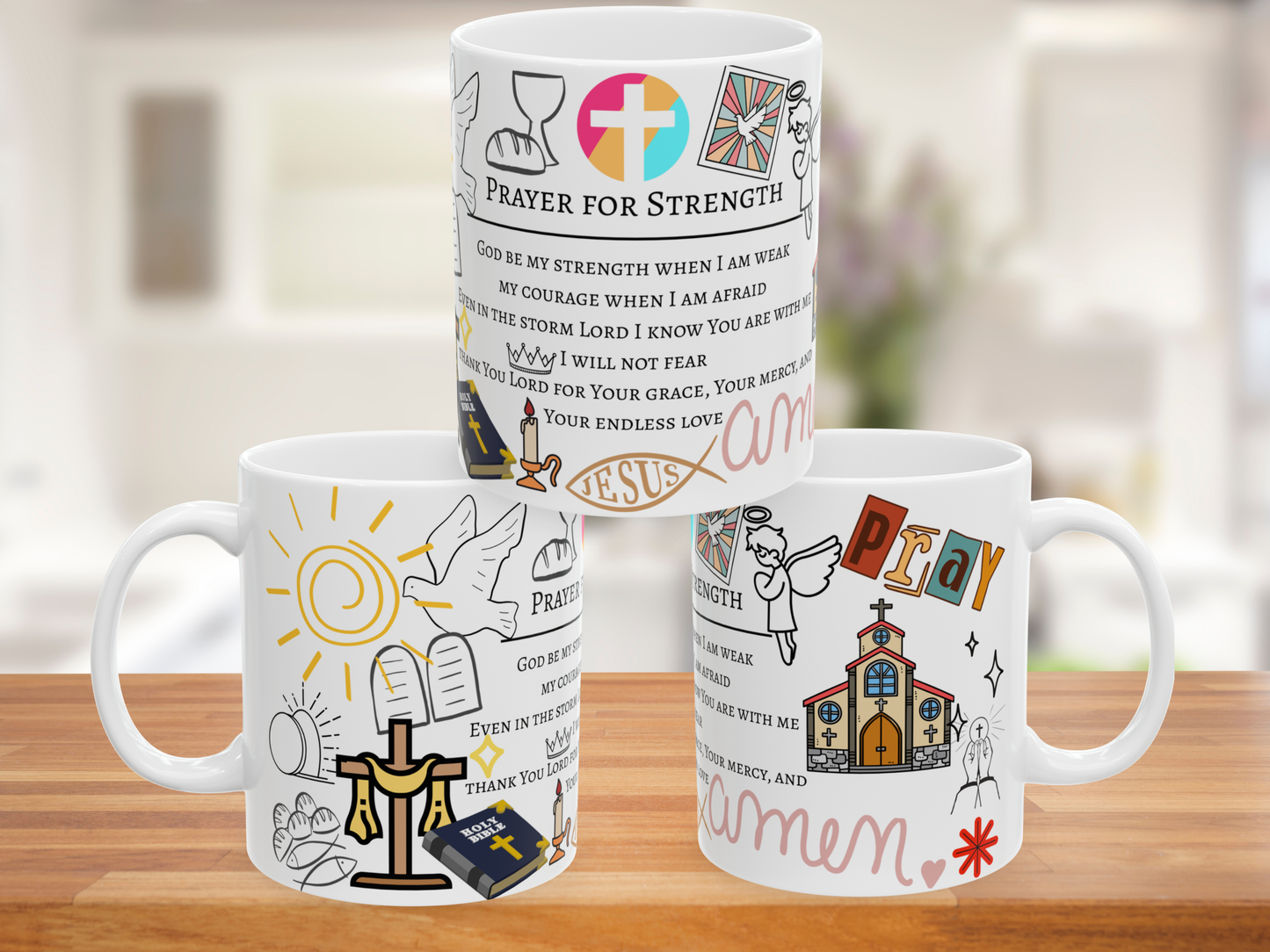 Bible verses, inspired design, from the Bible, prayer for strength Warm-up with a nice cup of customized ceramic coffee mug.