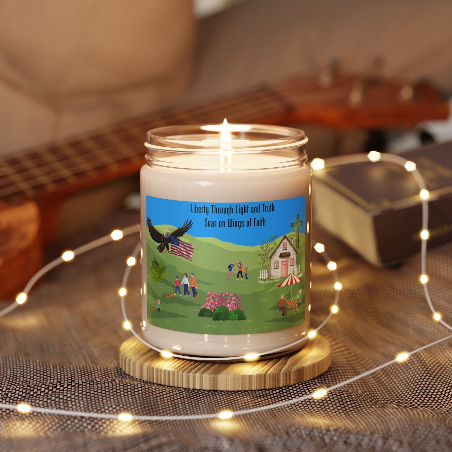 American themed Candle, Quote 'Soar on Wings of Faith Liberty Through Light and Truth', Hand Poured Candle, Home Decor, Aromatherapy