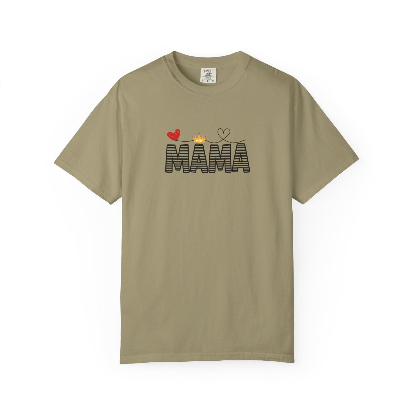 MAMA T-shirt with Red Heart and Gold Crown, Mother's Day Gift, Mom Tee, Unisex Tee, Garment-Dyed Shirt, Family Shirt