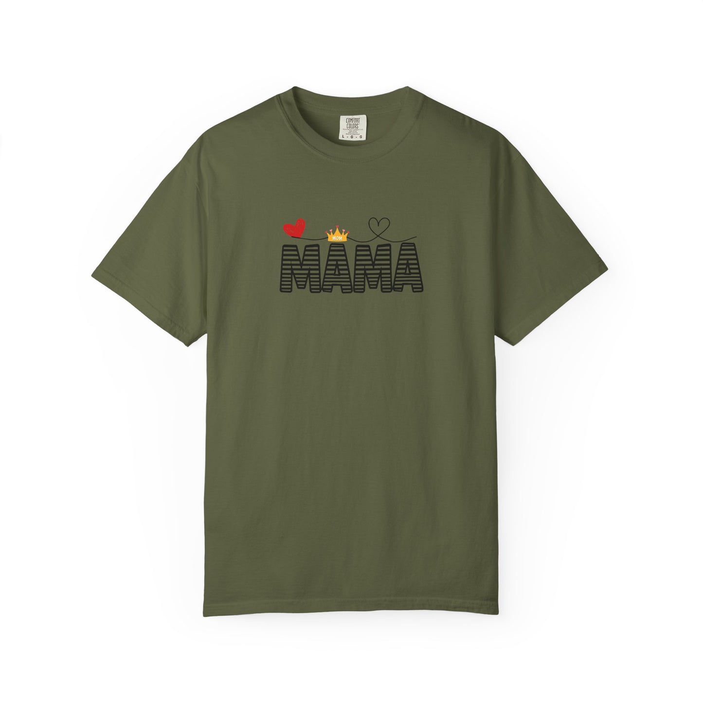 MAMA T-shirt with Red Heart and Gold Crown, Mother's Day Gift, Mom Tee, Unisex Tee, Garment-Dyed Shirt, Family Shirt