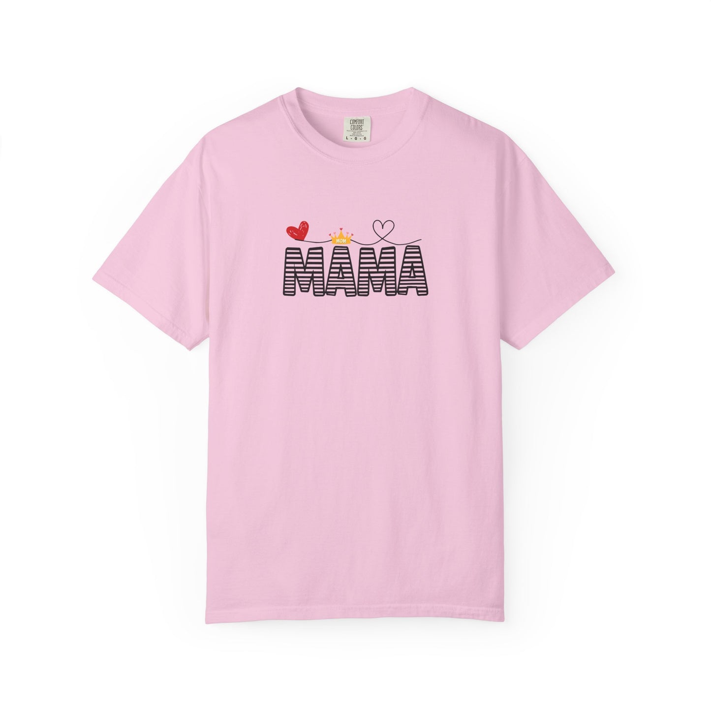 MAMA T-shirt with Red Heart and Gold Crown, Mother's Day Gift, Mom Tee, Unisex Tee, Garment-Dyed Shirt, Family Shirt