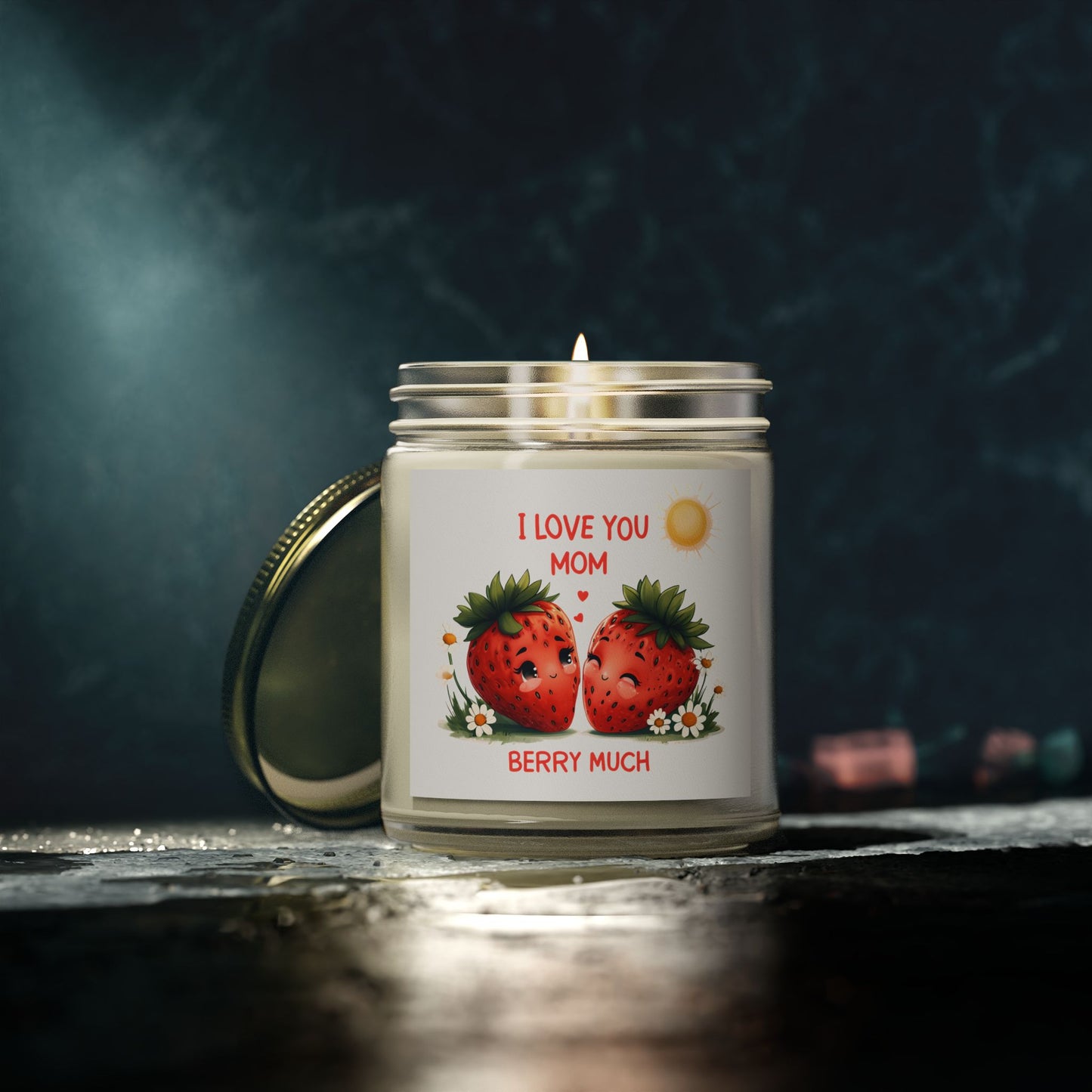 Strawberry Scented Candles, I Love You Mom, Mother's Day Gift, Relaxing Aromatherapy, Home Decor, Gift for Her