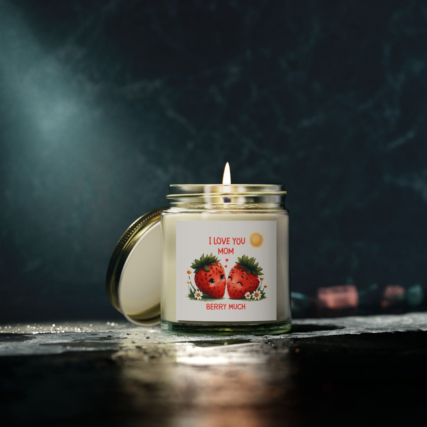 Strawberry Scented Candles, I Love You Mom, Mother's Day Gift, Relaxing Aromatherapy, Home Decor, Gift for Her
