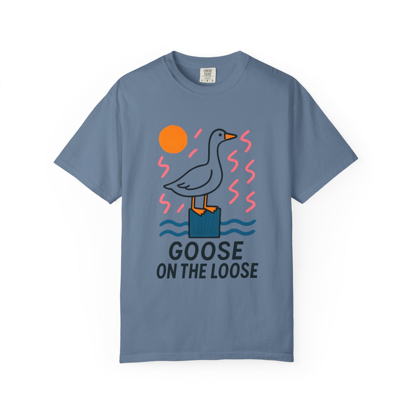 Fun Colors Loose Goose Unisex Garment-Dyed T-shirt, Funny Animal Tee, Casual Top, Vibrant Geese Shirt, Colorful Bird Apparel