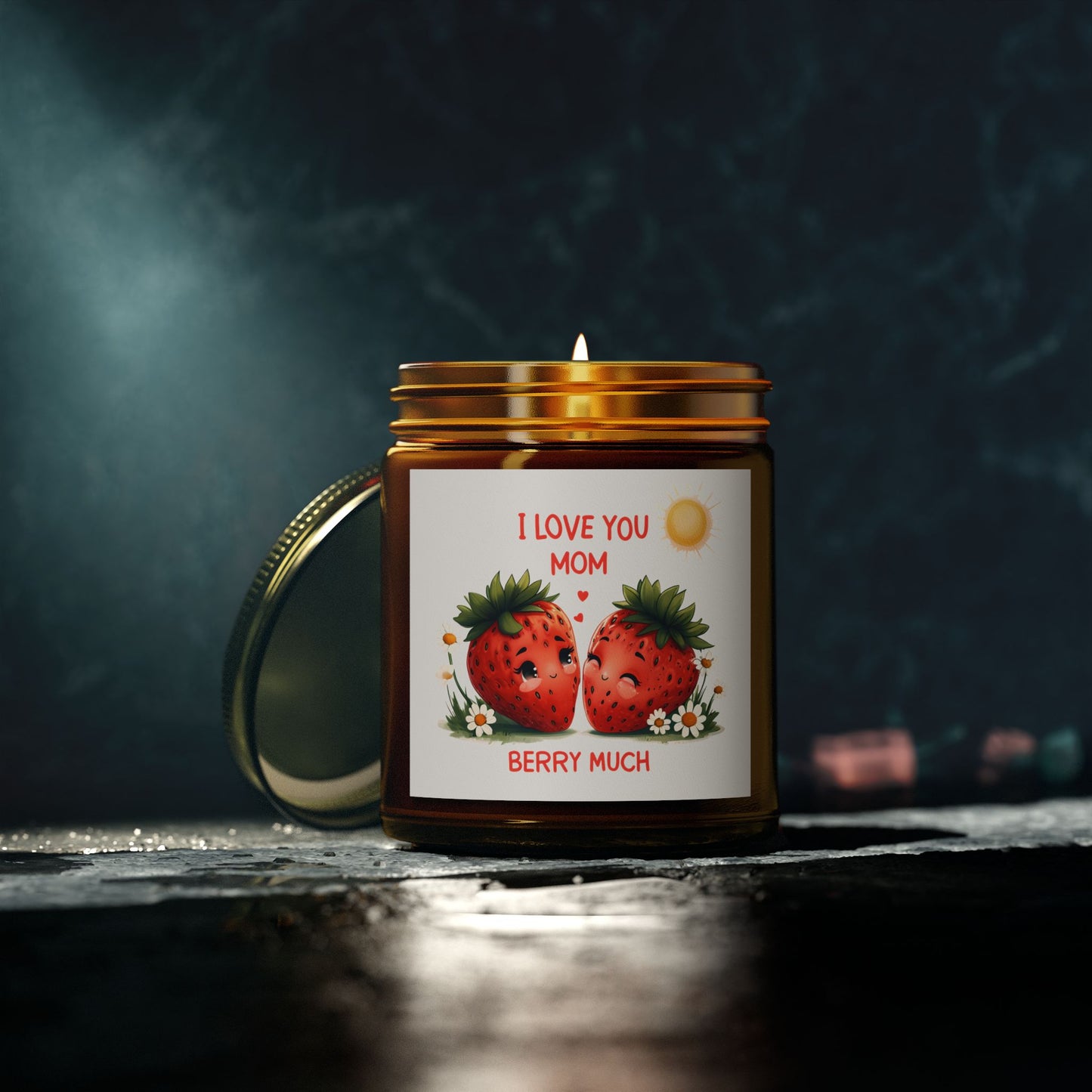Strawberry Scented Candles, I Love You Mom, Mother's Day Gift, Relaxing Aromatherapy, Home Decor, Gift for Her