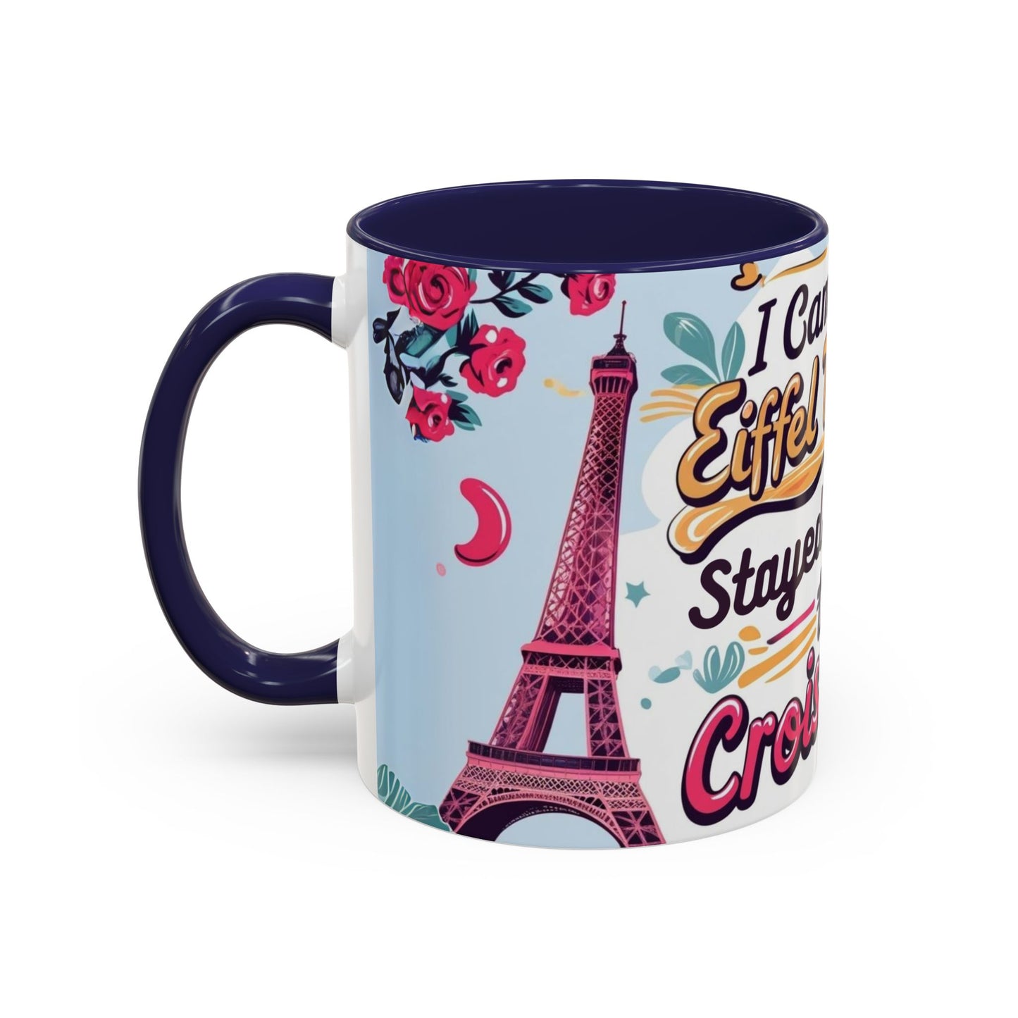 Coffee Mug, Parisian Inspired Quote, Eiffel Tower and Croissants Phrase, French Lover Gift, Travel Souvenir, Paris Vacation Memories Mug,