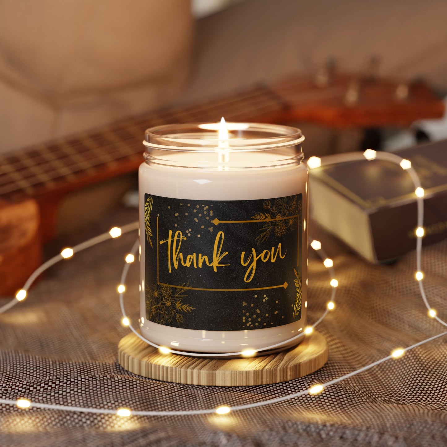 Thank You Scented Soy Candle, Black and Gold, Gift for Her, Home Decor, Relaxation Candle, Holiday Candle