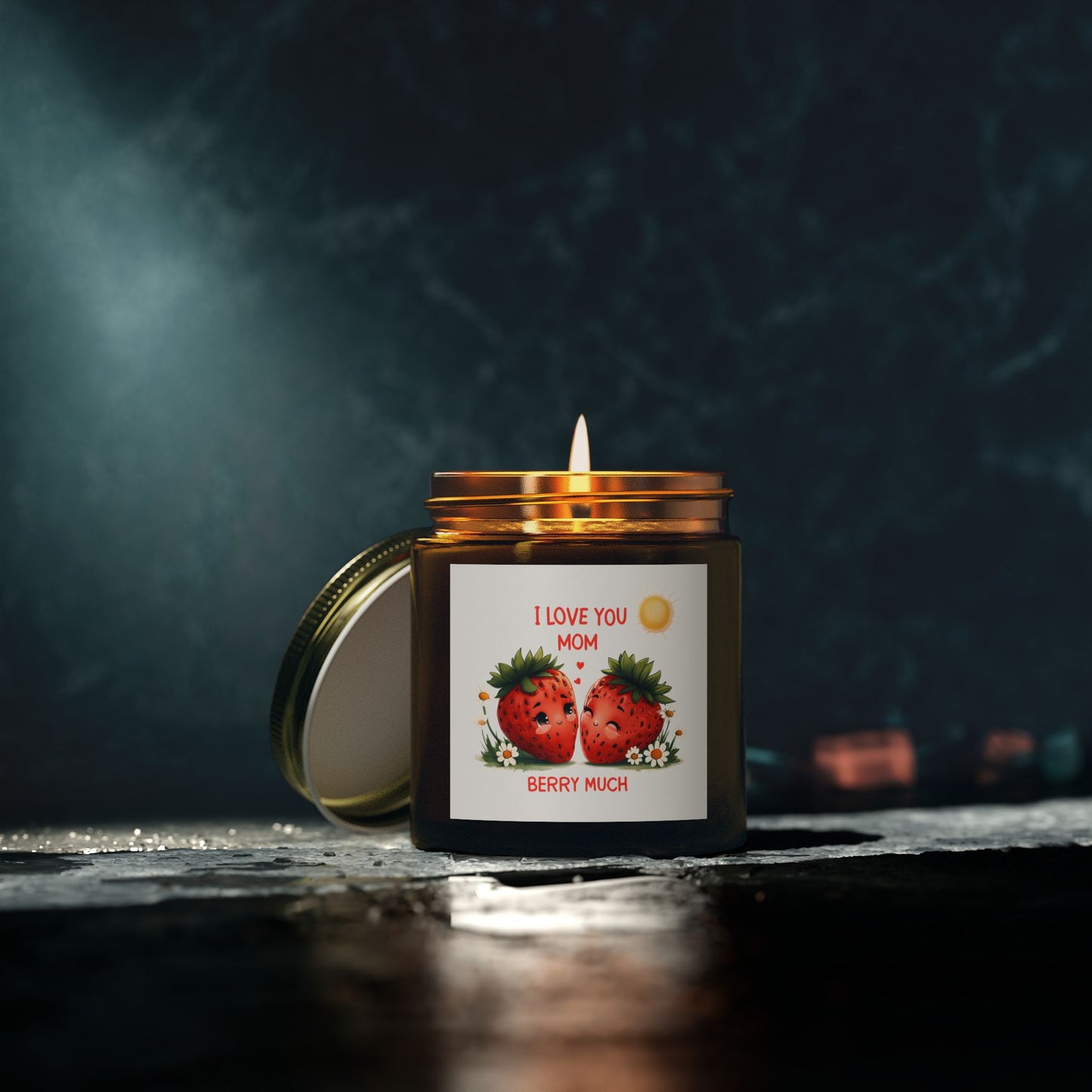 Strawberry Scented Candles, I Love You Mom, Mother's Day Gift, Relaxing Aromatherapy, Home Decor, Gift for Her
