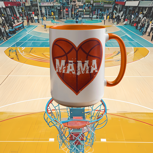 Basketball Mama Coffee Mug | Gift for Sports Moms, Basketball Lovers, Mother's Day, Personalized Mug, Heart Design
