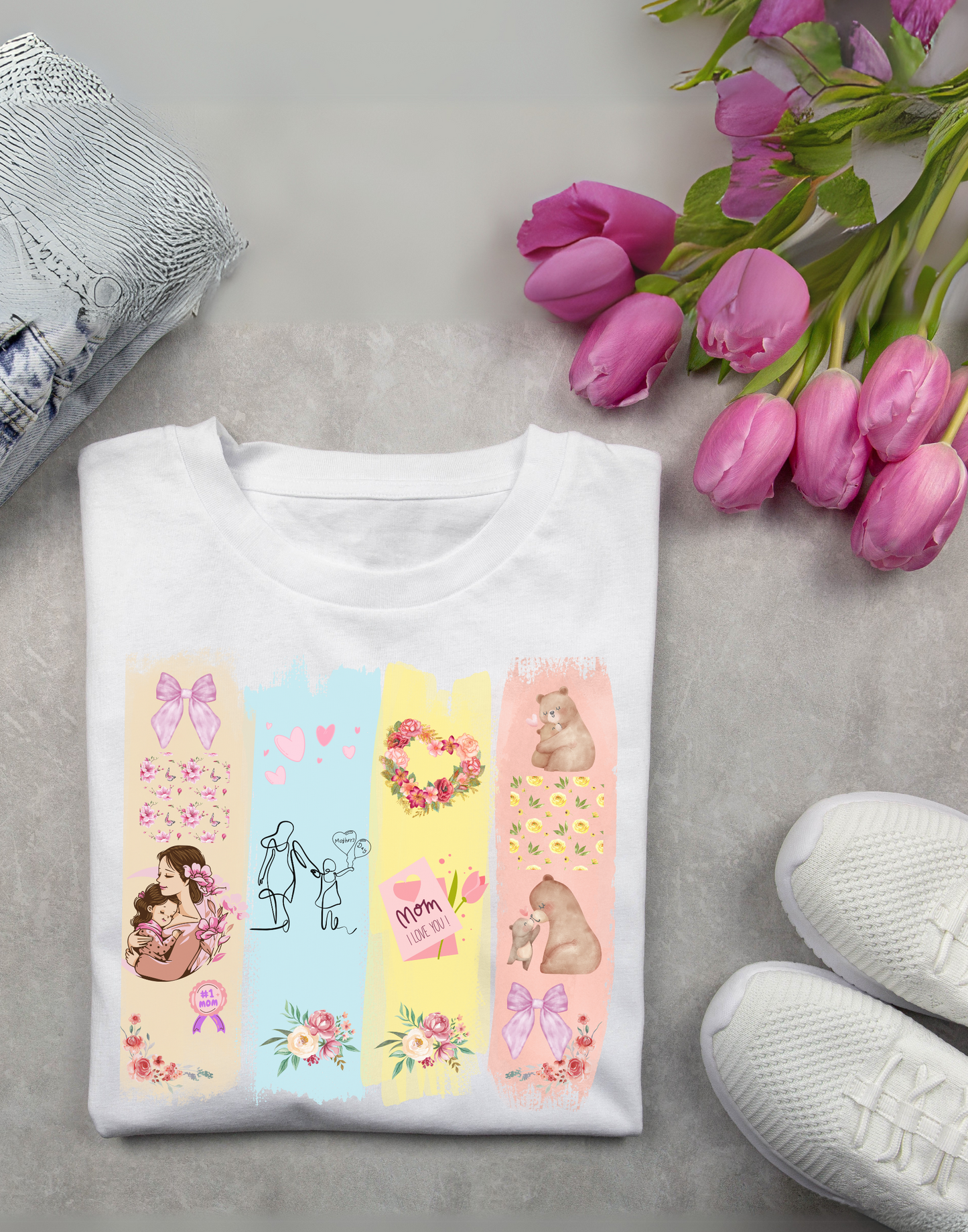 Mothers Day Brush Stroke T-Shirt, doodles themed for mothers perfect gift for moms