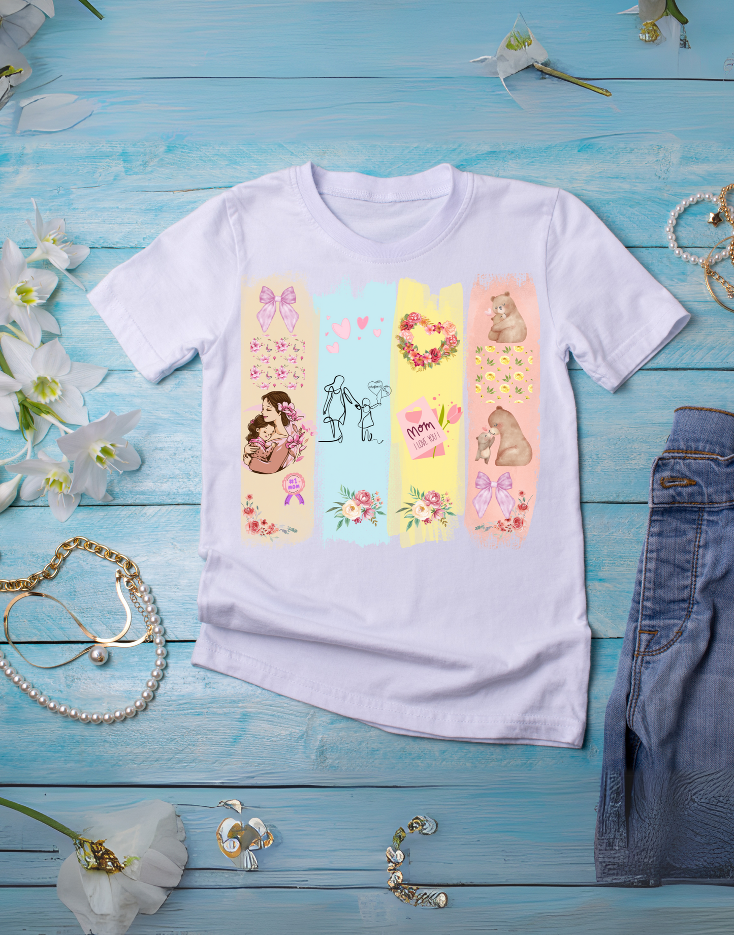 Mothers Day Brush Stroke T-Shirt, doodles themed for mothers perfect gift for moms