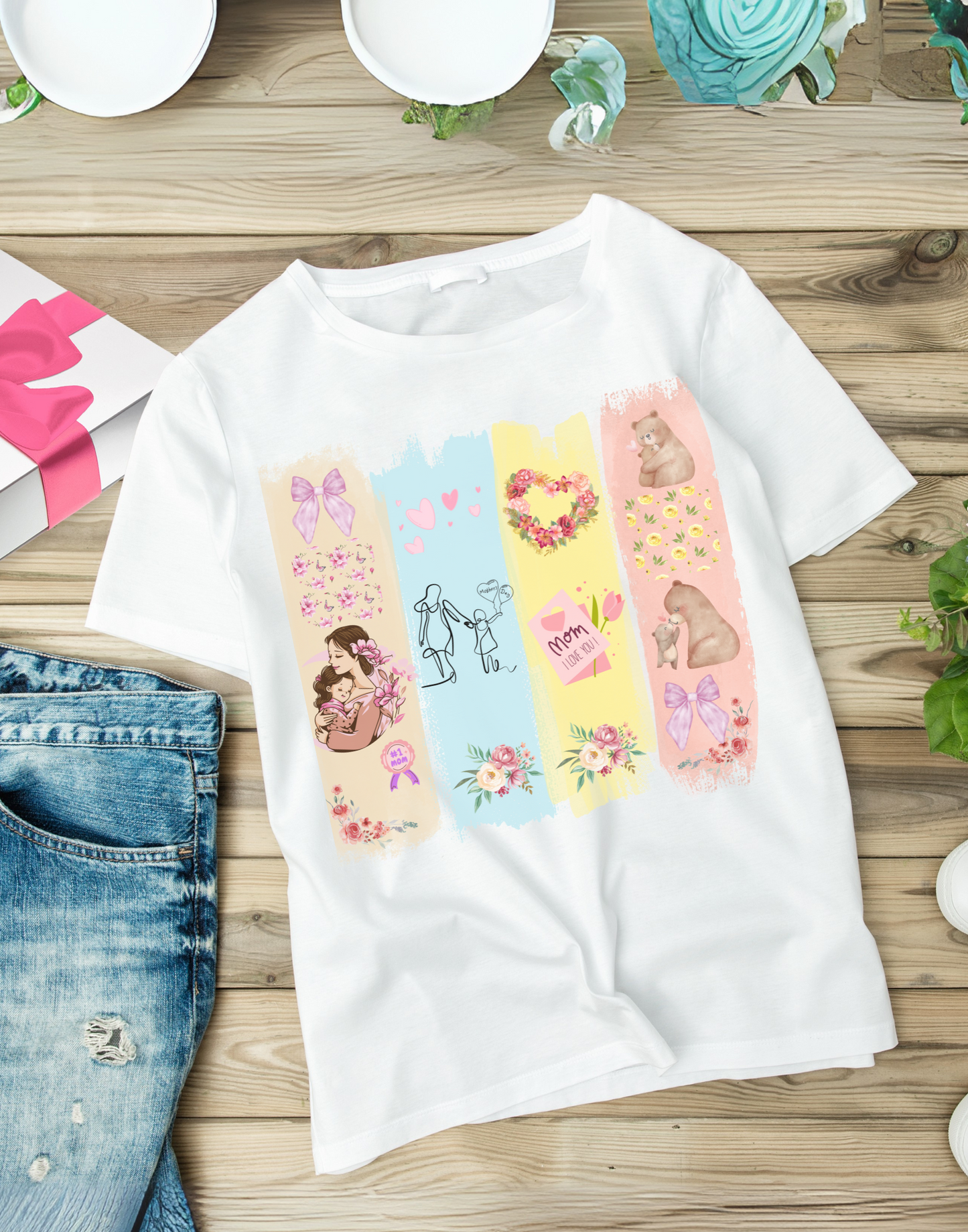 Mothers Day Brush Stroke T-Shirt, doodles themed for mothers perfect gift for moms