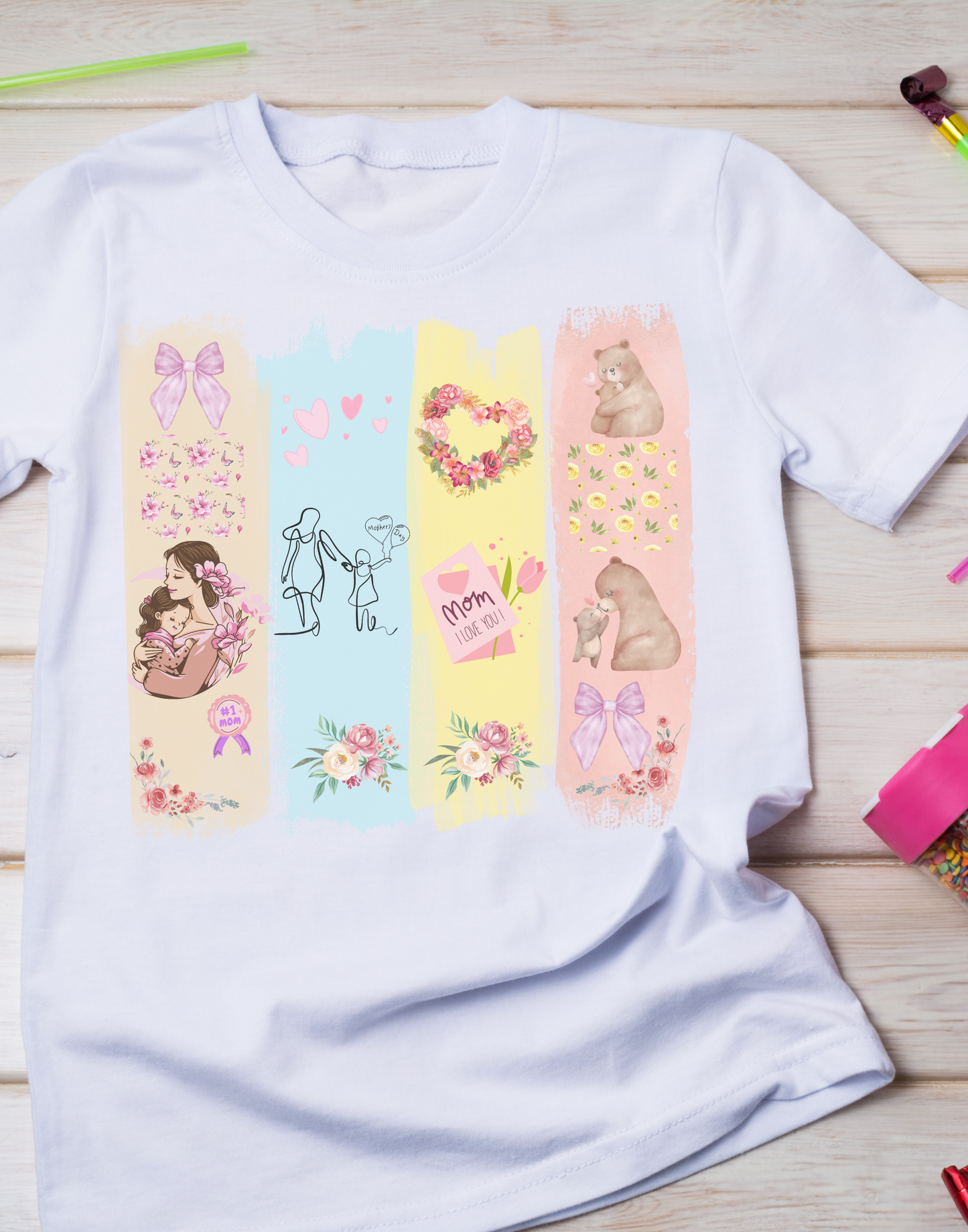 Mothers Day Brush Stroke T-Shirt, doodles themed for mothers perfect gift for moms