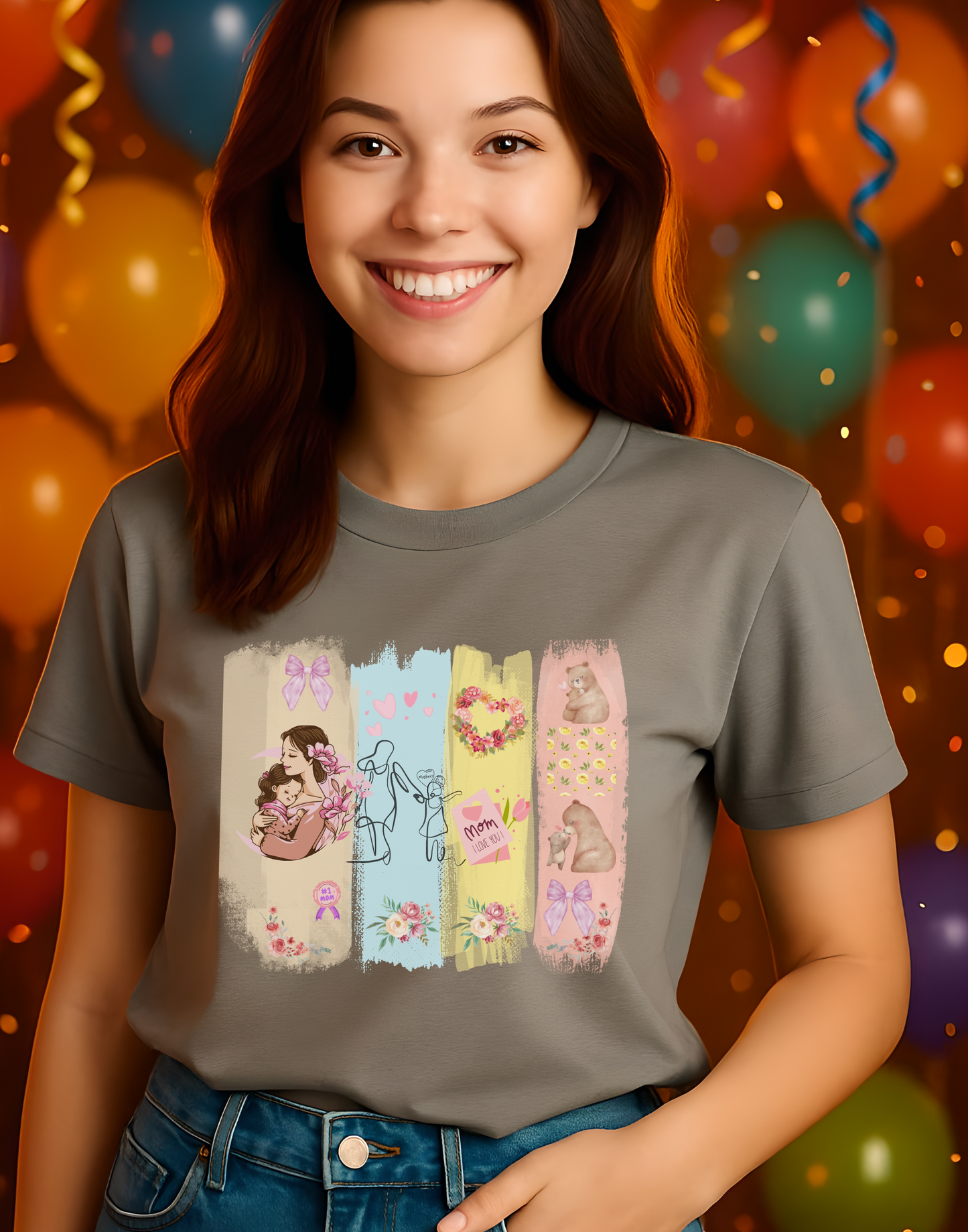 Mothers Day Brush Stroke T-Shirt, doodles themed for mothers perfect gift for moms