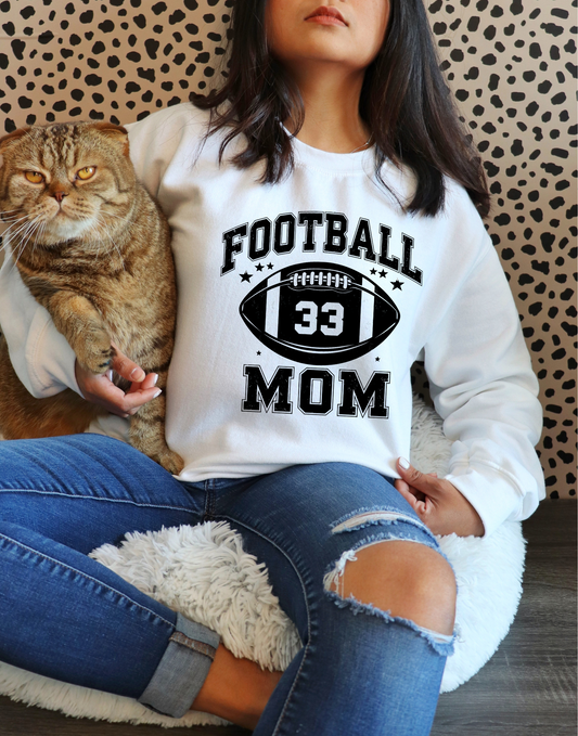 Mom Football #33 Sweatshirt for Mother's Day, Sports Mom Crewneck Jumper, Gift for Moms, Unisex Mother's Day Hoodie, Football Mom Apparel
